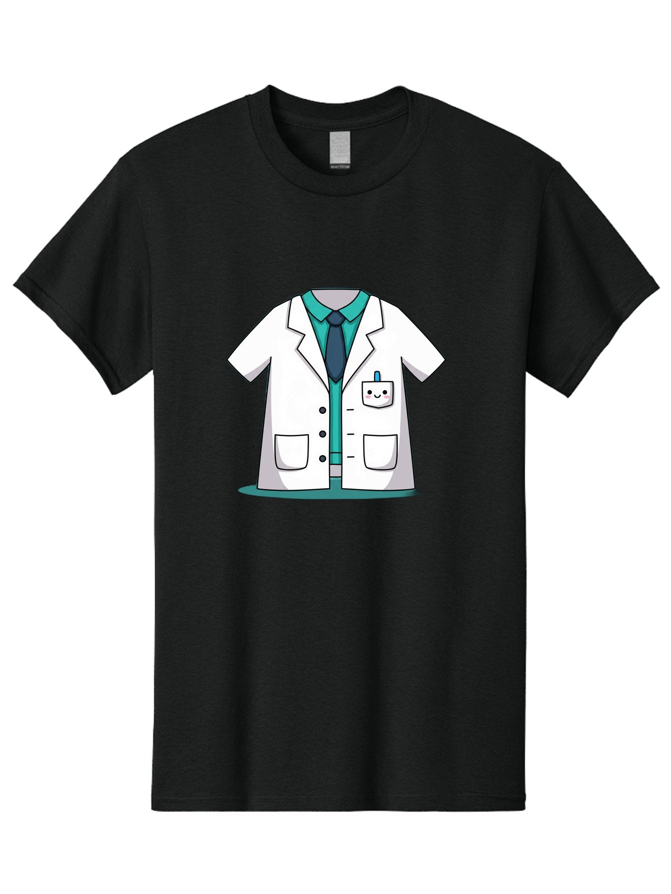 Lab-Coat Men'S Graphic Tee, 100% Cotton, Comfortable Casual Summer Wear, Machine Washable, Lab Coat, Cartoon Style, White Lab Coat, Shirt And Tie Underneath, Pocket Protector, Smiling Face, Medical Professional, Science Illustration, Baa909 8