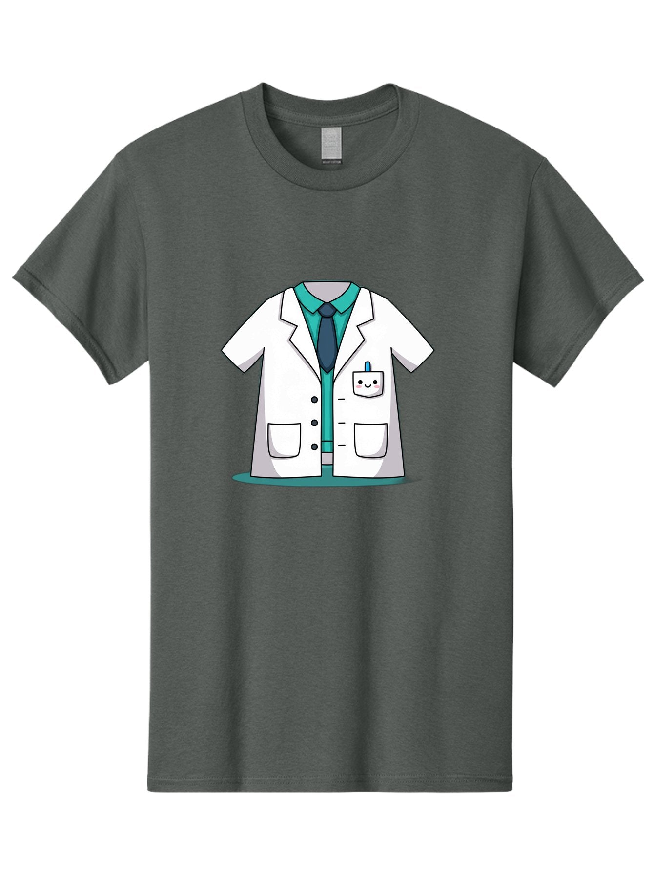 Lab-Coat Men'S Graphic Tee, 100% Cotton, Comfortable Casual Summer Wear, Machine Washable, Lab Coat, Cartoon Style, White Lab Coat, Shirt And Tie Underneath, Pocket Protector, Smiling Face, Medical Professional, Science Illustration, Baa909 10