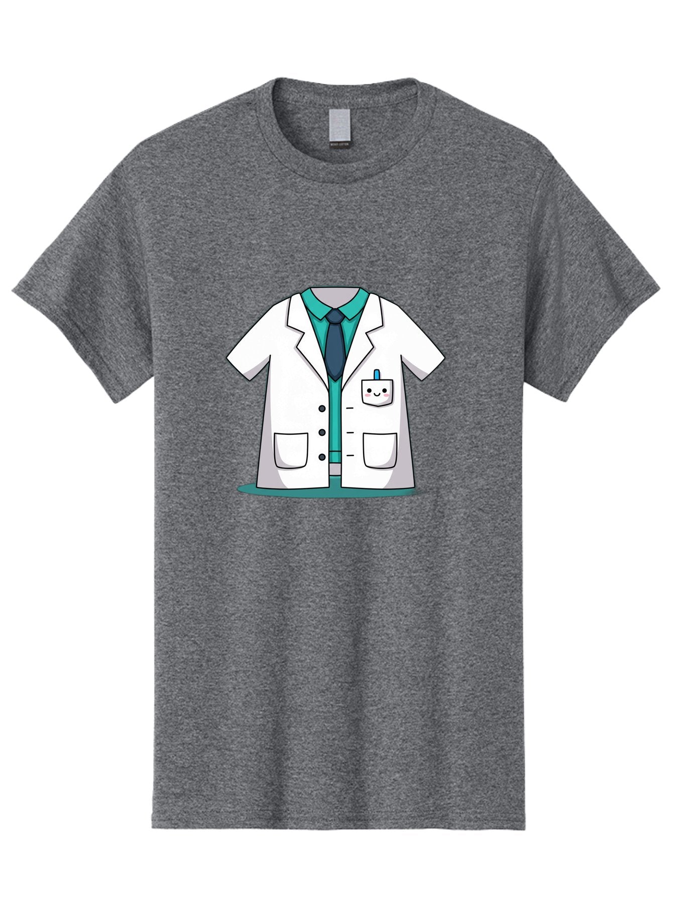 Lab-Coat Men'S Graphic Tee, 100% Cotton, Comfortable Casual Summer Wear, Machine Washable, Lab Coat, Cartoon Style, White Lab Coat, Shirt And Tie Underneath, Pocket Protector, Smiling Face, Medical Professional, Science Illustration, Baa909 7