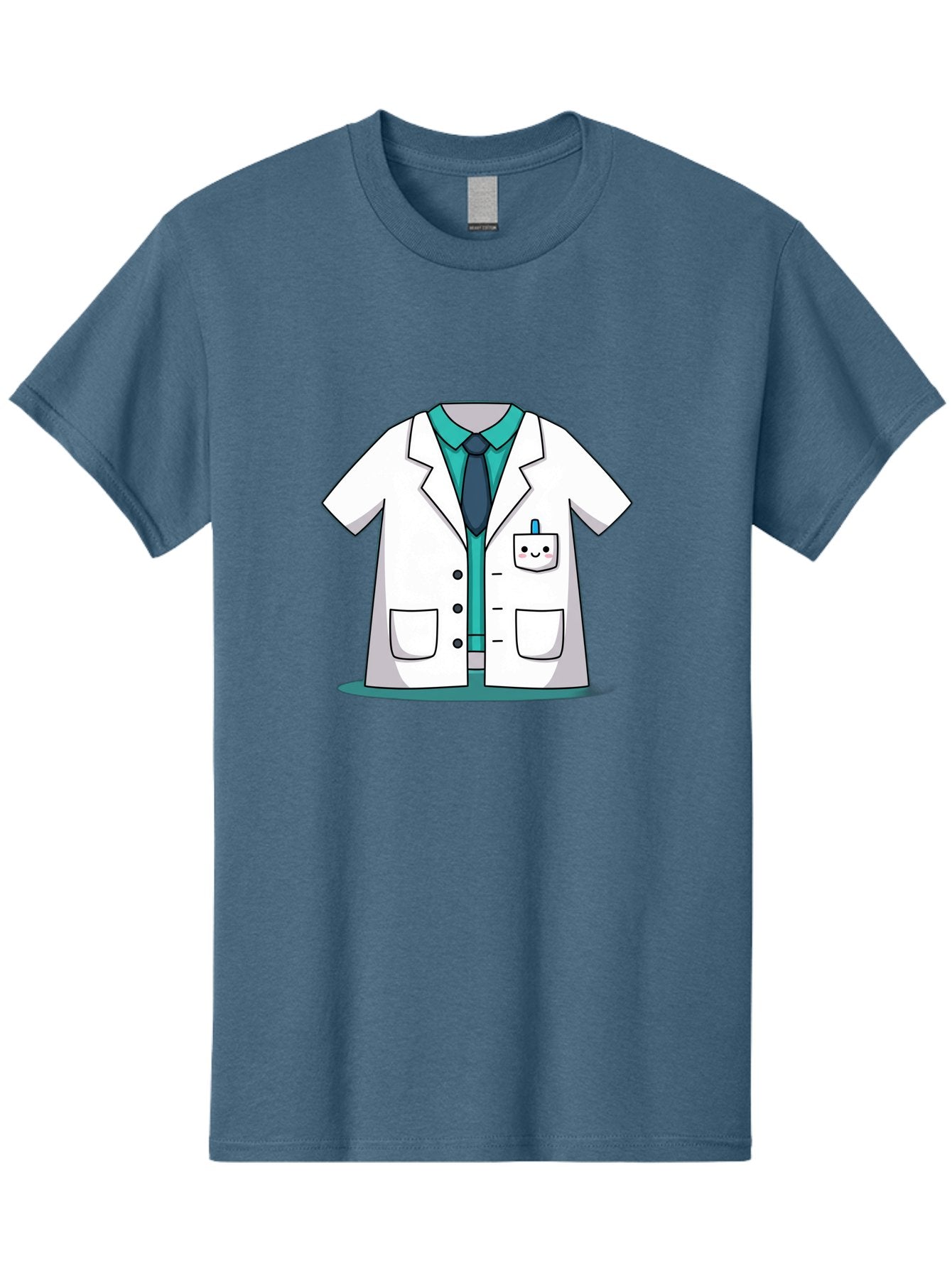 Lab-Coat Men'S Graphic Tee, 100% Cotton, Comfortable Casual Summer Wear, Machine Washable, Lab Coat, Cartoon Style, White Lab Coat, Shirt And Tie Underneath, Pocket Protector, Smiling Face, Medical Professional, Science Illustration, Baa909 6