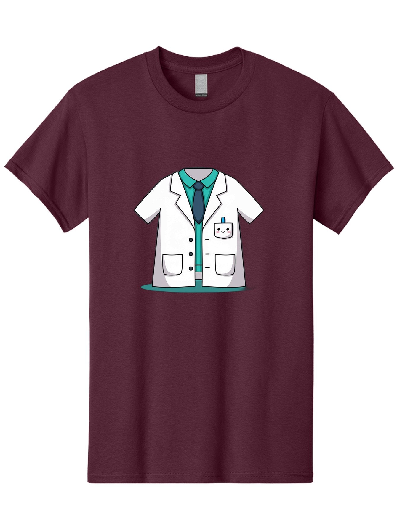Lab-Coat Men'S Graphic Tee, 100% Cotton, Comfortable Casual Summer Wear, Machine Washable, Lab Coat, Cartoon Style, White Lab Coat, Shirt And Tie Underneath, Pocket Protector, Smiling Face, Medical Professional, Science Illustration, Baa909 12
