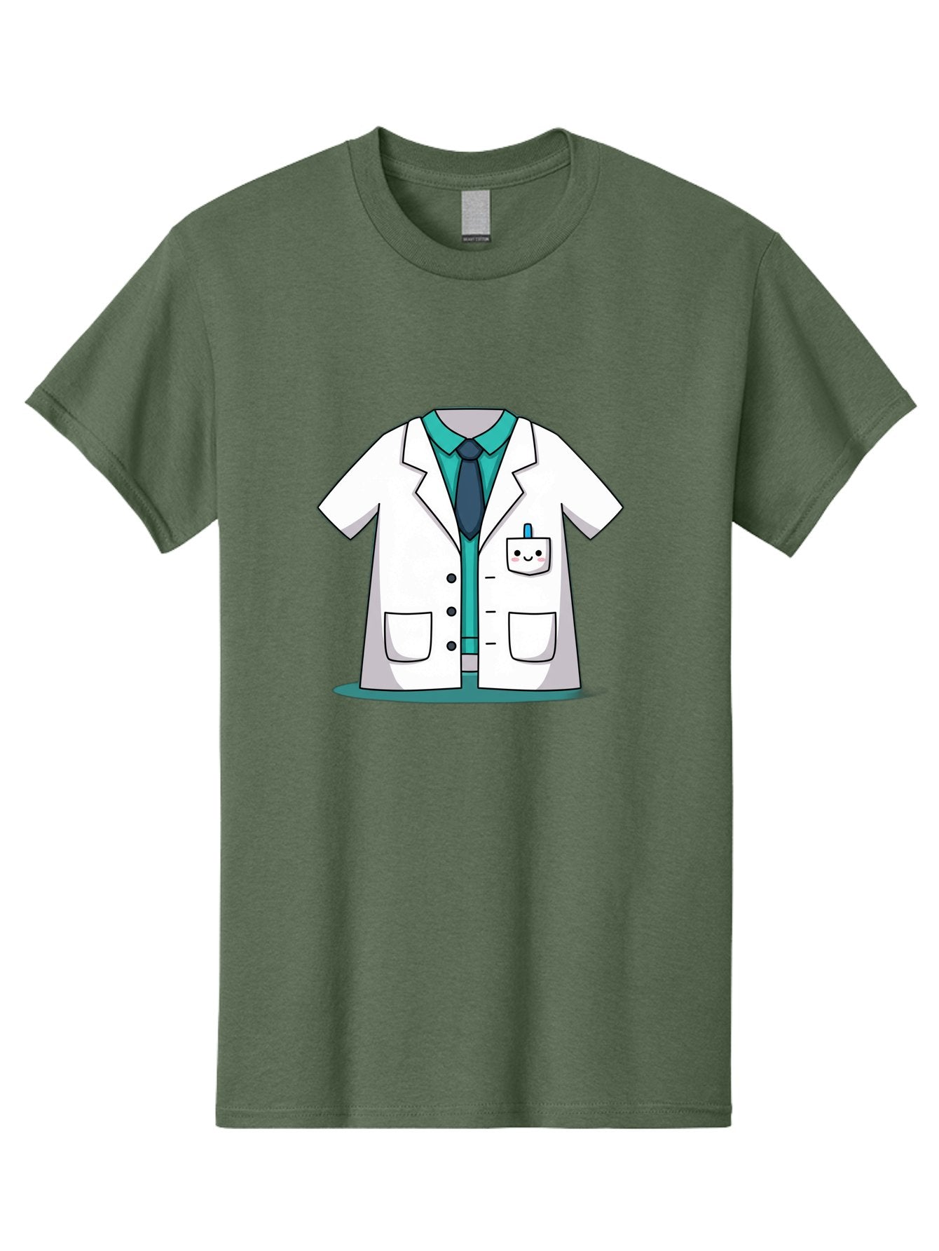 Lab-Coat Men'S Graphic Tee, 100% Cotton, Comfortable Casual Summer Wear, Machine Washable, Lab Coat, Cartoon Style, White Lab Coat, Shirt And Tie Underneath, Pocket Protector, Smiling Face, Medical Professional, Science Illustration, Baa909 14