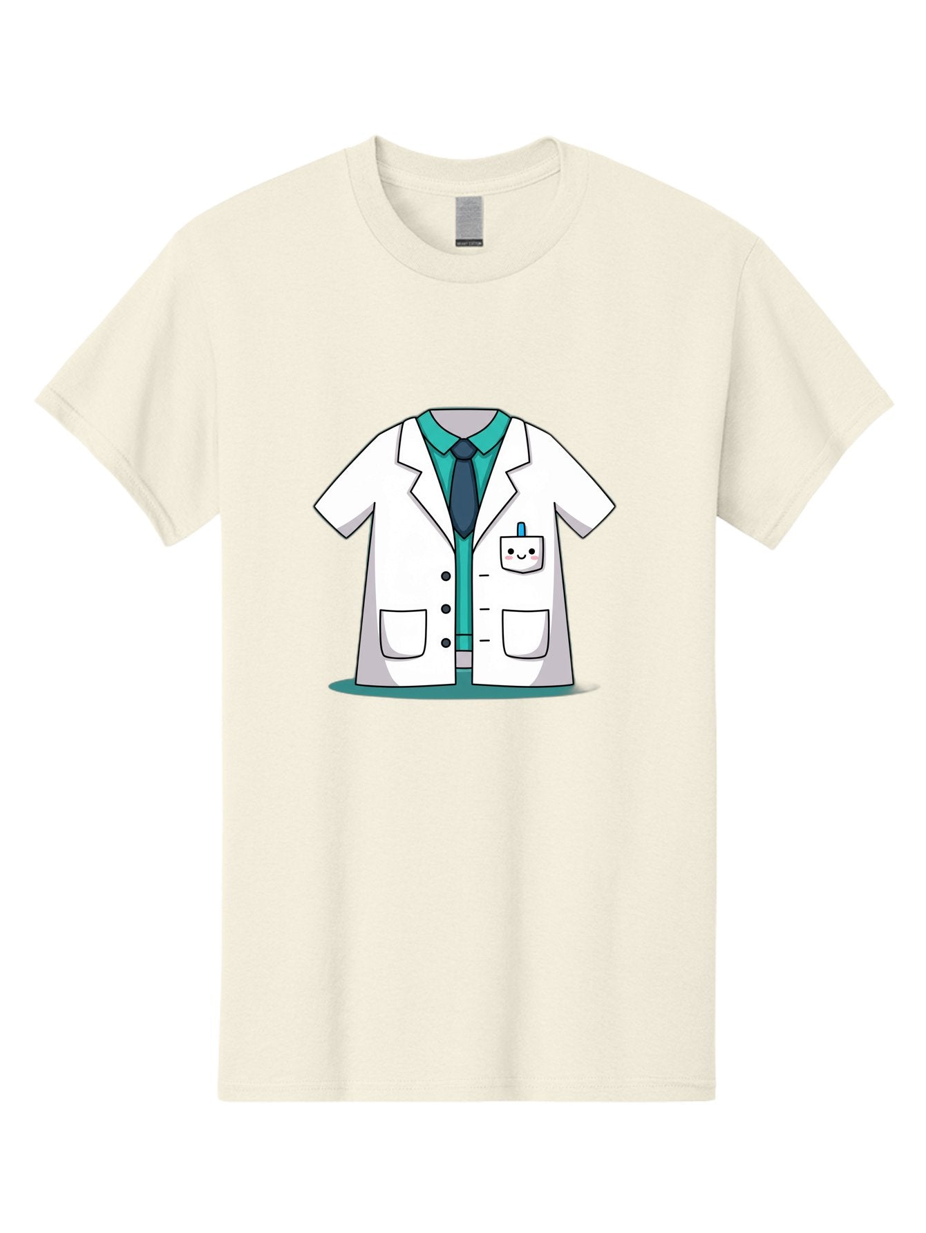 Lab-Coat Men'S Graphic Tee, 100% Cotton, Comfortable Casual Summer Wear, Machine Washable, Lab Coat, Cartoon Style, White Lab Coat, Shirt And Tie Underneath, Pocket Protector, Smiling Face, Medical Professional, Science Illustration, Baa909 15