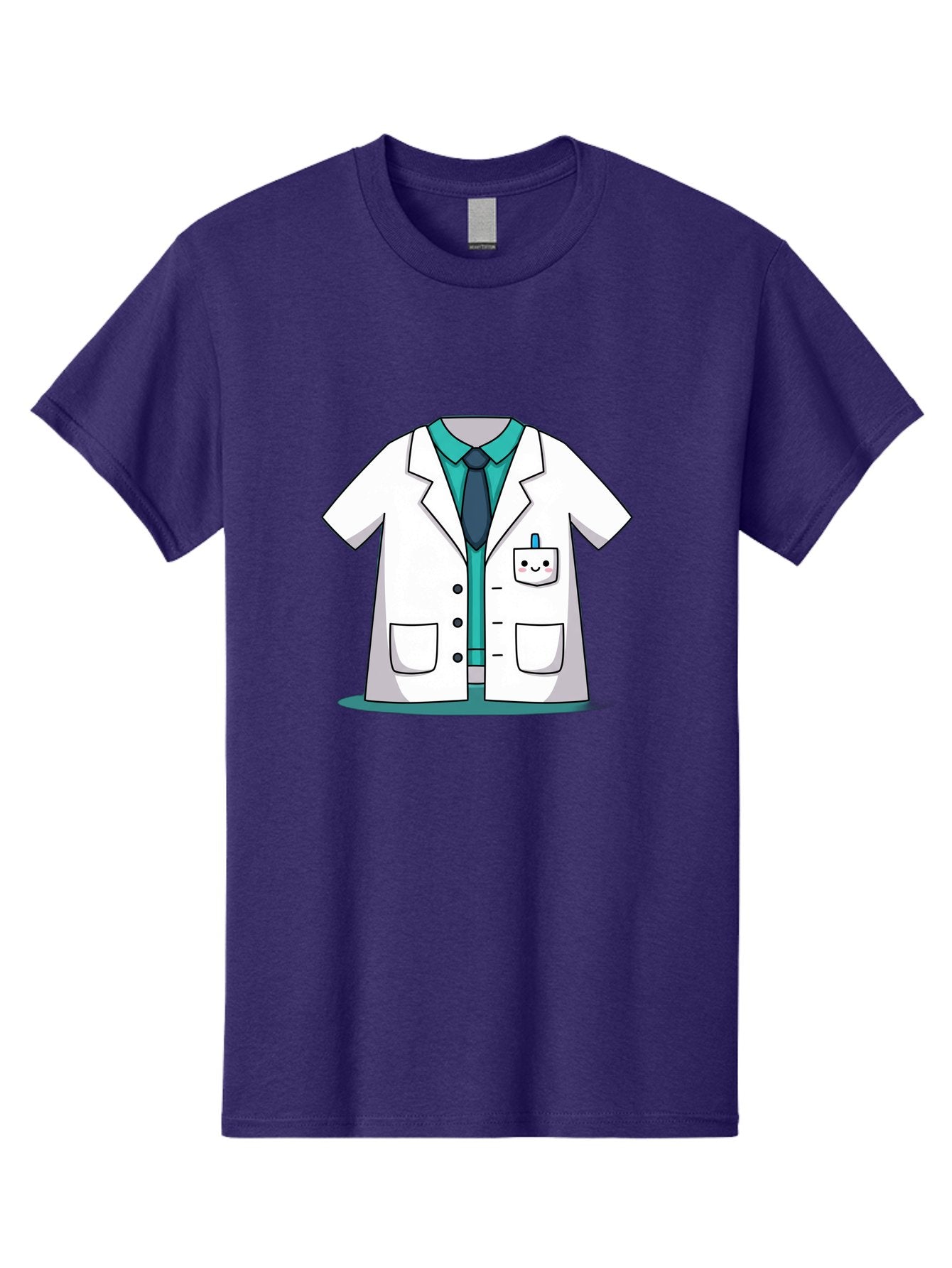 Lab-Coat Men'S Graphic Tee, 100% Cotton, Comfortable Casual Summer Wear, Machine Washable, Lab Coat, Cartoon Style, White Lab Coat, Shirt And Tie Underneath, Pocket Protector, Smiling Face, Medical Professional, Science Illustration, Baa909 11