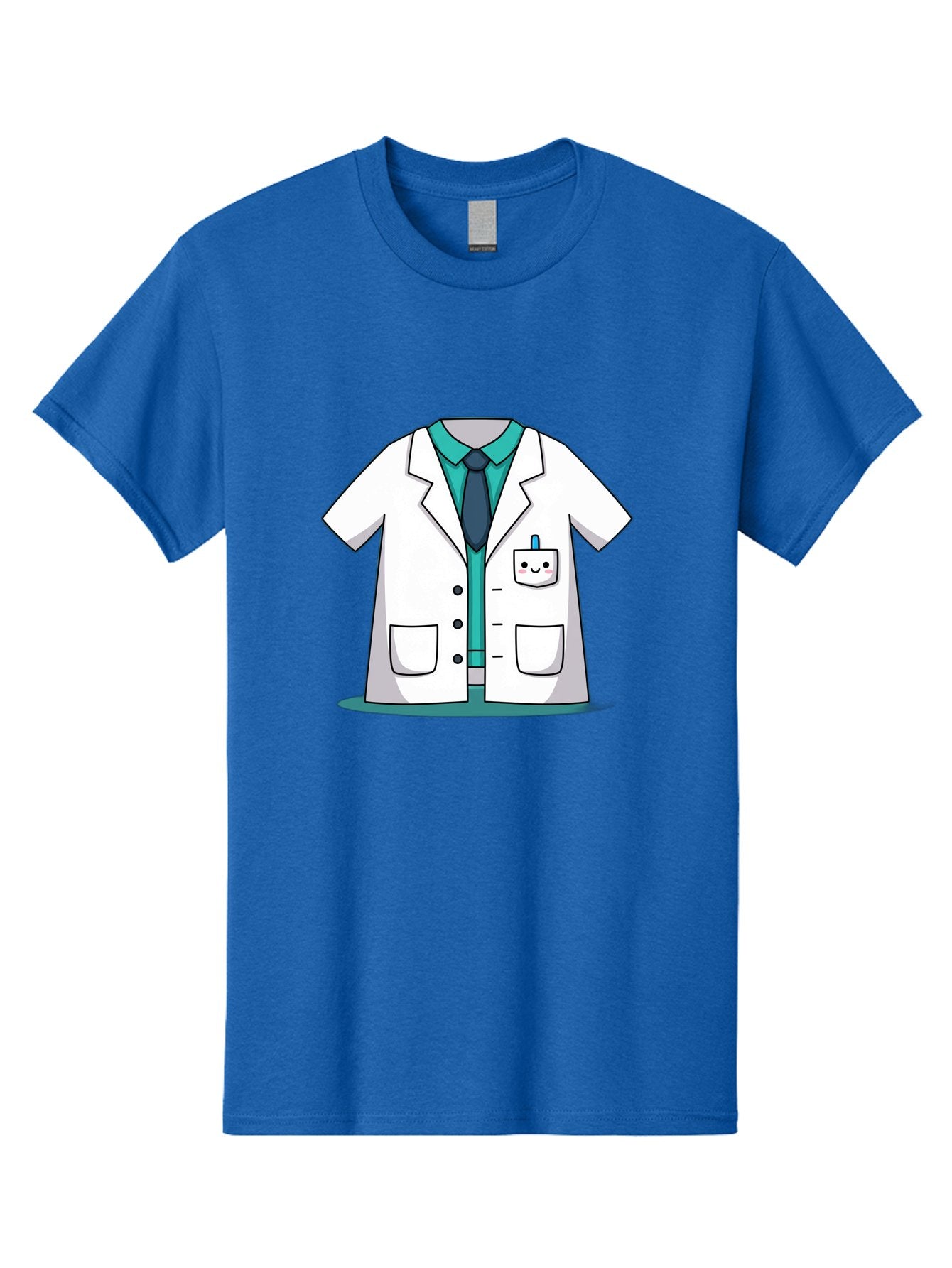 Lab-Coat Men'S Graphic Tee, 100% Cotton, Comfortable Casual Summer Wear, Machine Washable, Lab Coat, Cartoon Style, White Lab Coat, Shirt And Tie Underneath, Pocket Protector, Smiling Face, Medical Professional, Science Illustration, Baa909 4
