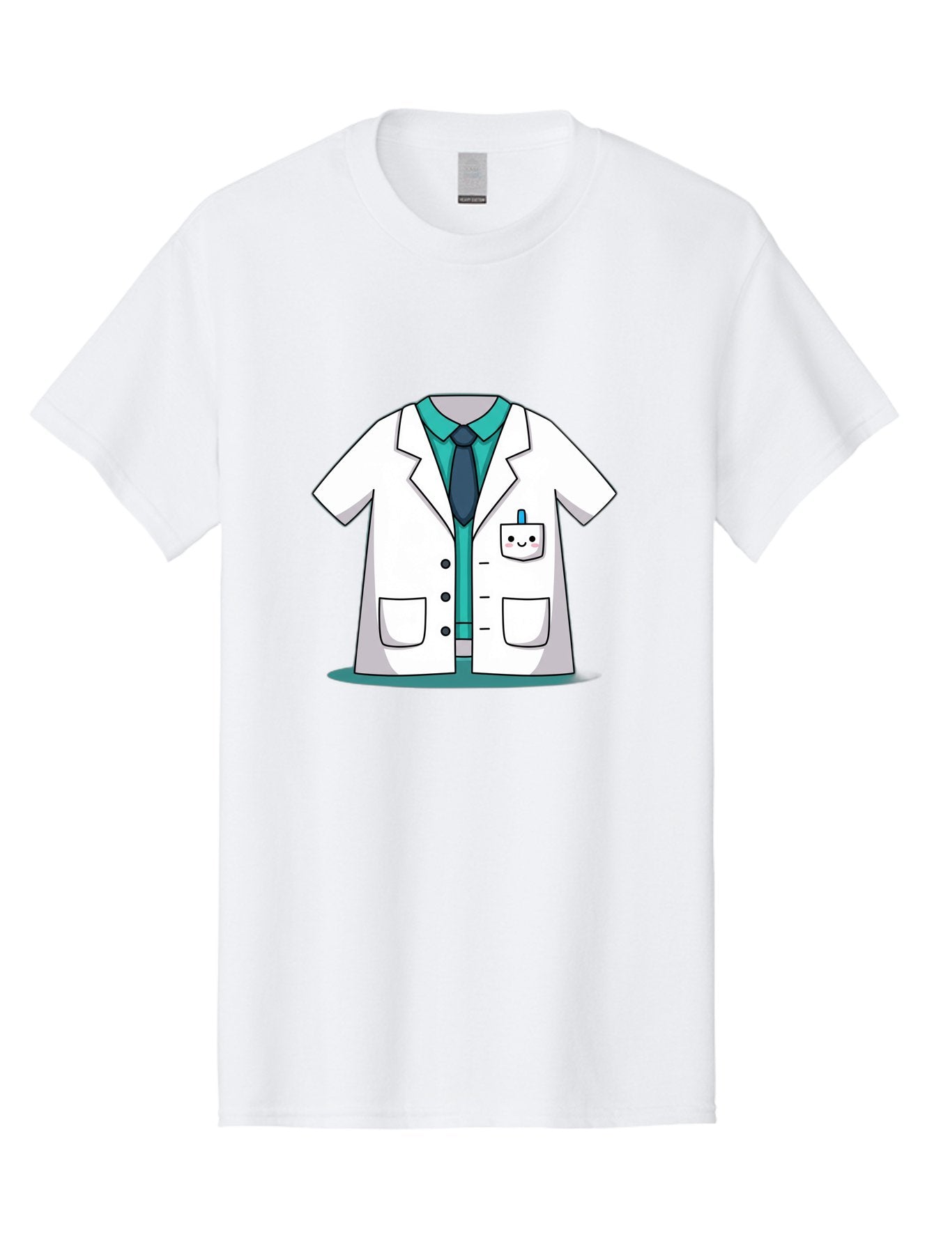 Lab-Coat Men'S Graphic Tee, 100% Cotton, Comfortable Casual Summer Wear, Machine Washable, Lab Coat, Cartoon Style, White Lab Coat, Shirt And Tie Underneath, Pocket Protector, Smiling Face, Medical Professional, Science Illustration, Baa909 13