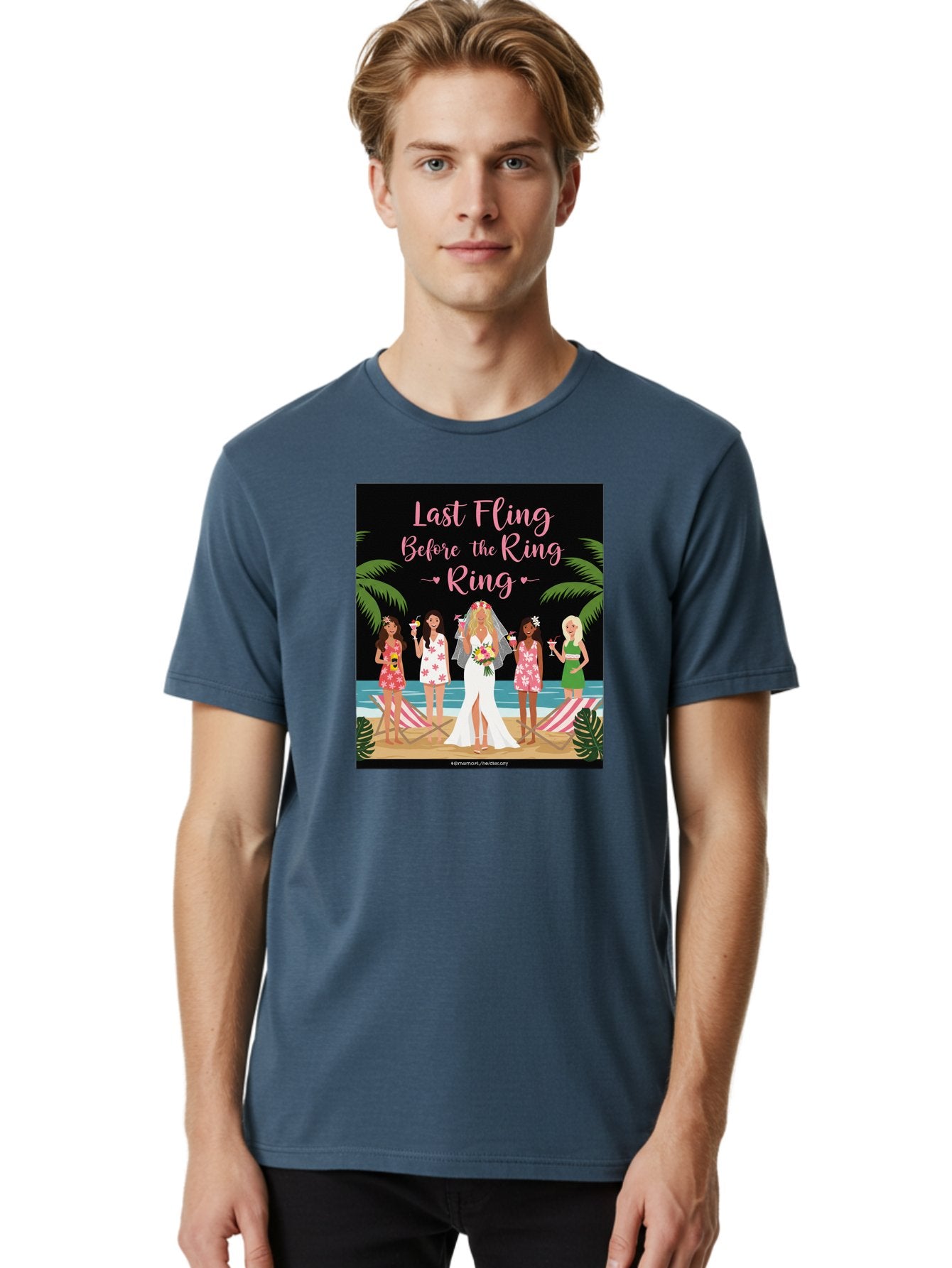 Last-Fling-Before-The-Ring Men'S Graphic Tee, 100% Cotton, Comfortable Casual Summer Wear, Machine Washable, Bride To Be, Bachelorette Party, Beach Vacation, Girls Trip, Tropical Getaway, Celebration, Hen Party, Wedding, Baa912 16
