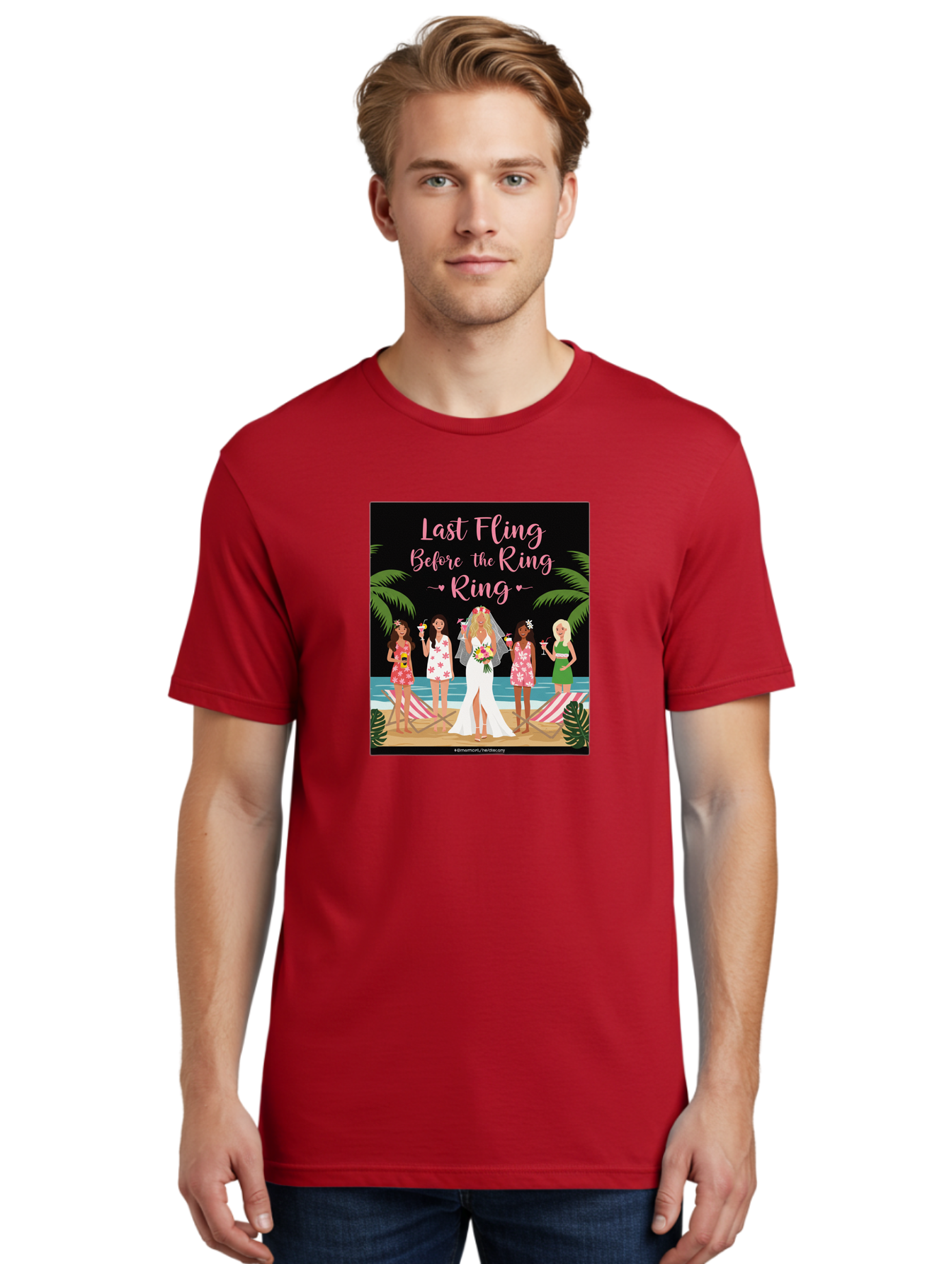 Last-Fling-Before-The-Ring Men'S Graphic Tee, 100% Cotton, Comfortable Casual Summer Wear, Machine Washable, Bride To Be, Bachelorette Party, Beach Vacation, Girls Trip, Tropical Getaway, Celebration, Hen Party, Wedding, Baa912 12