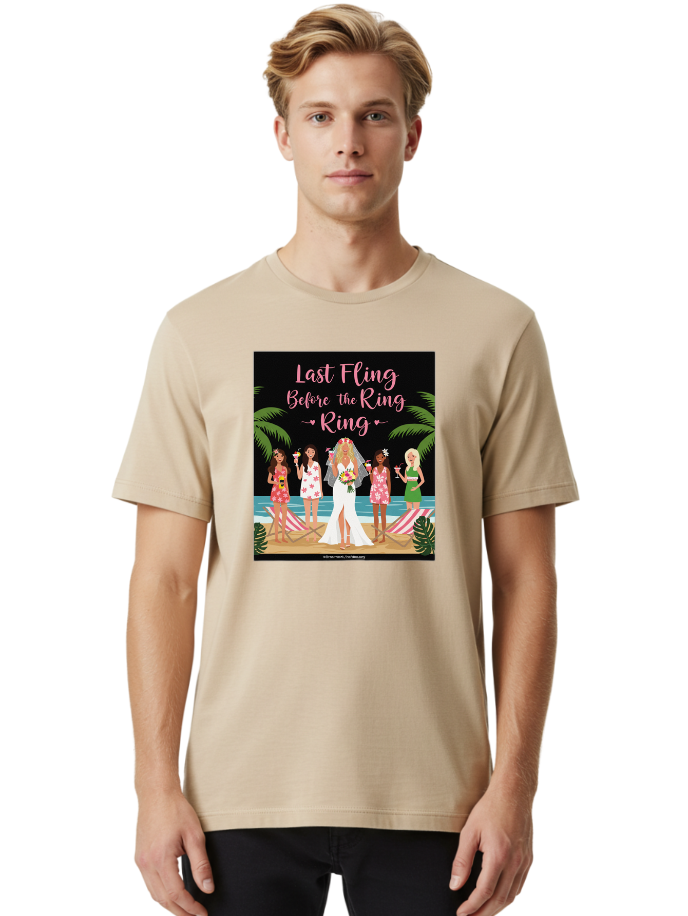 Last-Fling-Before-The-Ring Men'S Graphic Tee, 100% Cotton, Comfortable Casual Summer Wear, Machine Washable, Bride To Be, Bachelorette Party, Beach Vacation, Girls Trip, Tropical Getaway, Celebration, Hen Party, Wedding, Baa912 16
