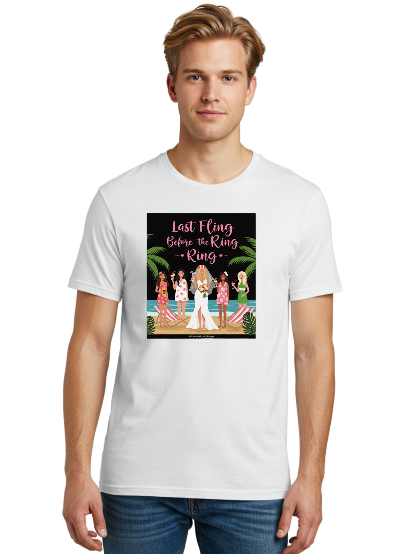 Last-Fling-Before-The-Ring Men'S Graphic Tee, 100% Cotton, Comfortable Casual Summer Wear, Machine Washable, Bride To Be, Bachelorette Party, Beach Vacation, Girls Trip, Tropical Getaway, Celebration, Hen Party, Wedding, Baa912 27