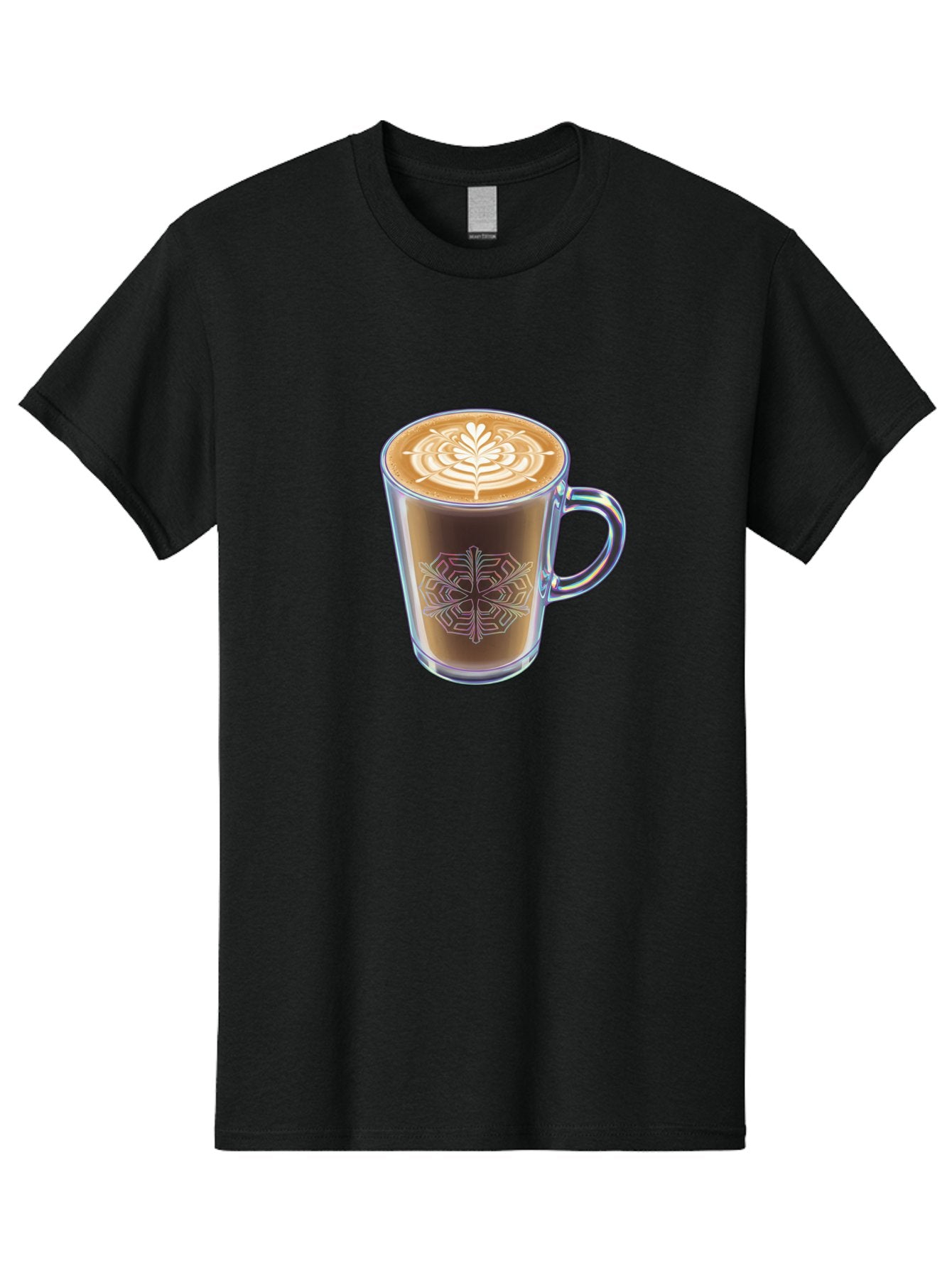Latte-Art-Coffee Men'S Graphic Tee, 100% Cotton, Comfortable Casual Summer Wear, Machine Washable, Latte Art, Coffee Design, Coffee Cup, Leaf Pattern, Frothy Coffee, Coffee Drink, Gourmet Coffee, Artistic Coffee Baa913