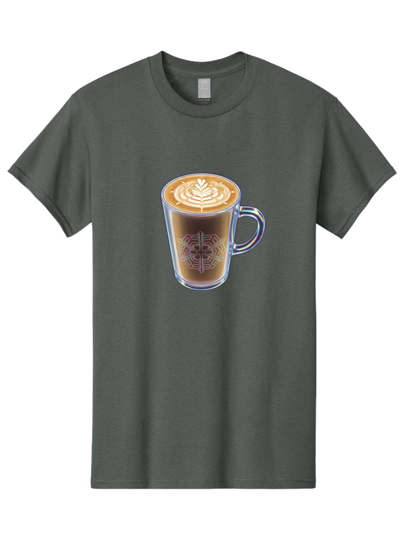 Latte-Art-Coffee Men'S Graphic Tee, 100% Cotton, Comfortable Casual Summer Wear, Machine Washable, Latte Art, Coffee Design, Coffee Cup, Leaf Pattern, Frothy Coffee, Coffee Drink, Gourmet Coffee, Artistic Coffee Baa913 13