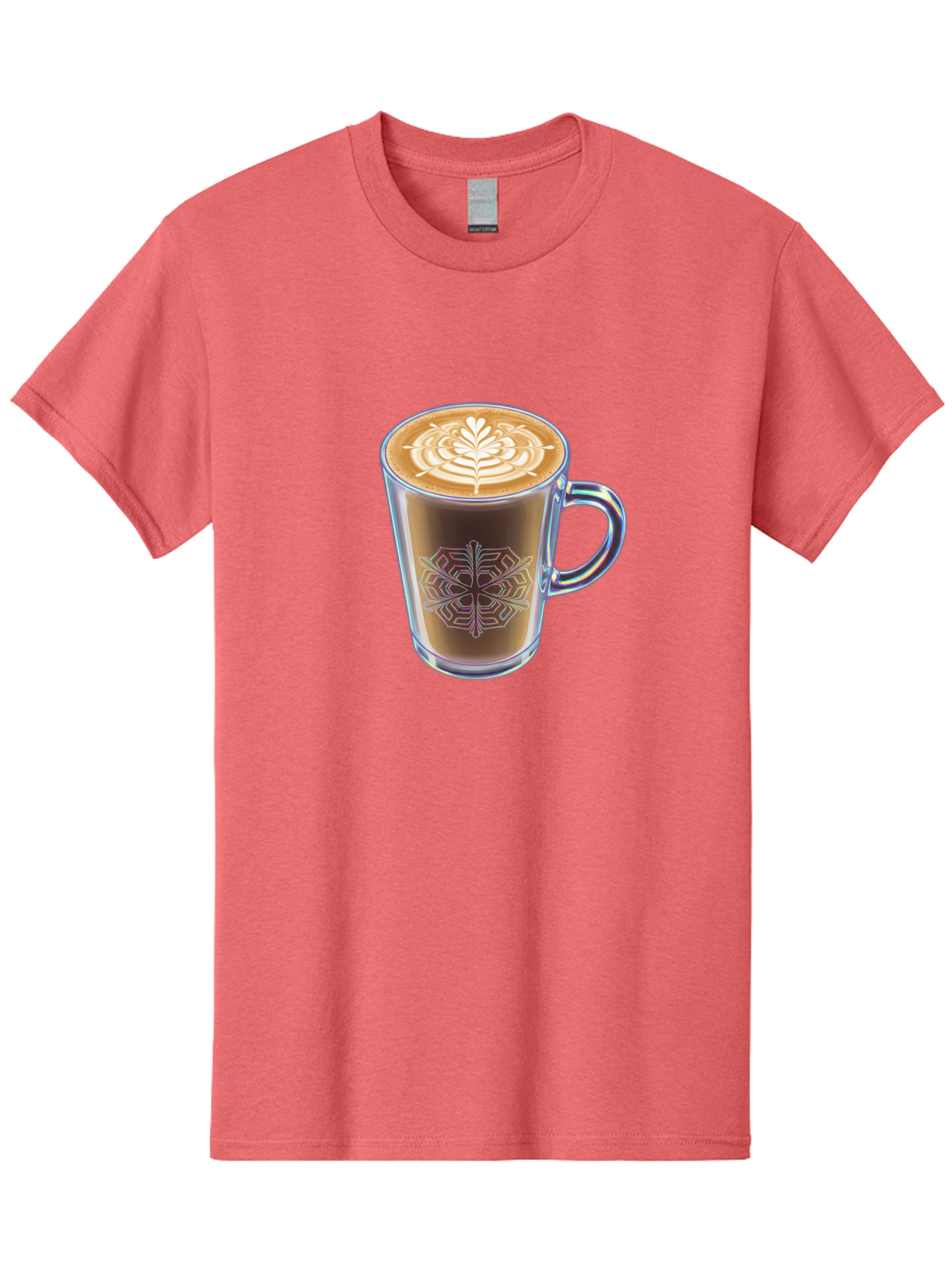 Latte-Art-Coffee Men'S Graphic Tee, 100% Cotton, Comfortable Casual Summer Wear, Machine Washable, Latte Art, Coffee Design, Coffee Cup, Leaf Pattern, Frothy Coffee, Coffee Drink, Gourmet Coffee, Artistic Coffee Baa913 7