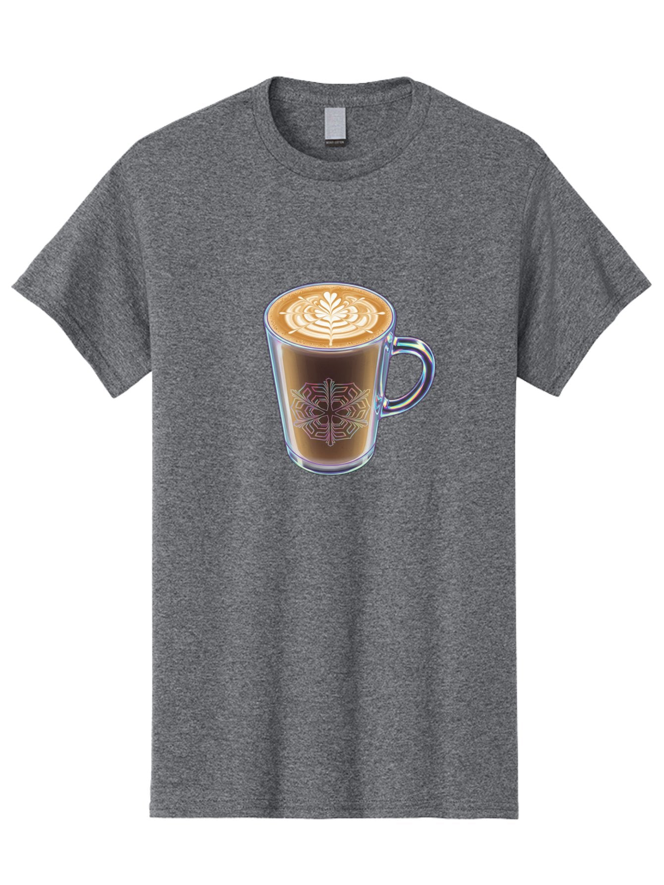 Latte-Art-Coffee Men'S Graphic Tee, 100% Cotton, Comfortable Casual Summer Wear, Machine Washable, Latte Art, Coffee Design, Coffee Cup, Leaf Pattern, Frothy Coffee, Coffee Drink, Gourmet Coffee, Artistic Coffee Baa913