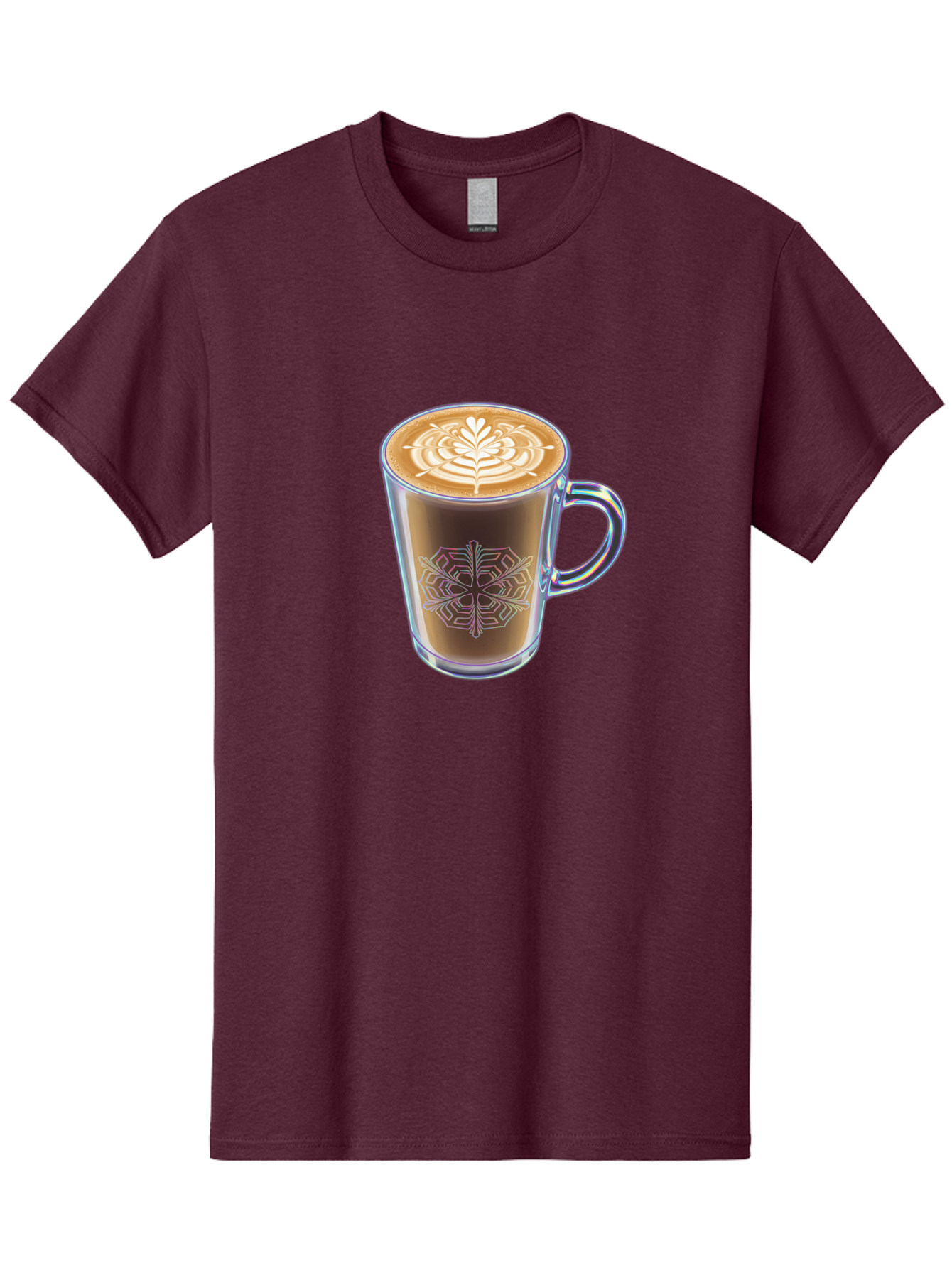 Latte-Art-Coffee Men'S Graphic Tee, 100% Cotton, Comfortable Casual Summer Wear, Machine Washable, Latte Art, Coffee Design, Coffee Cup, Leaf Pattern, Frothy Coffee, Coffee Drink, Gourmet Coffee, Artistic Coffee Baa913 3