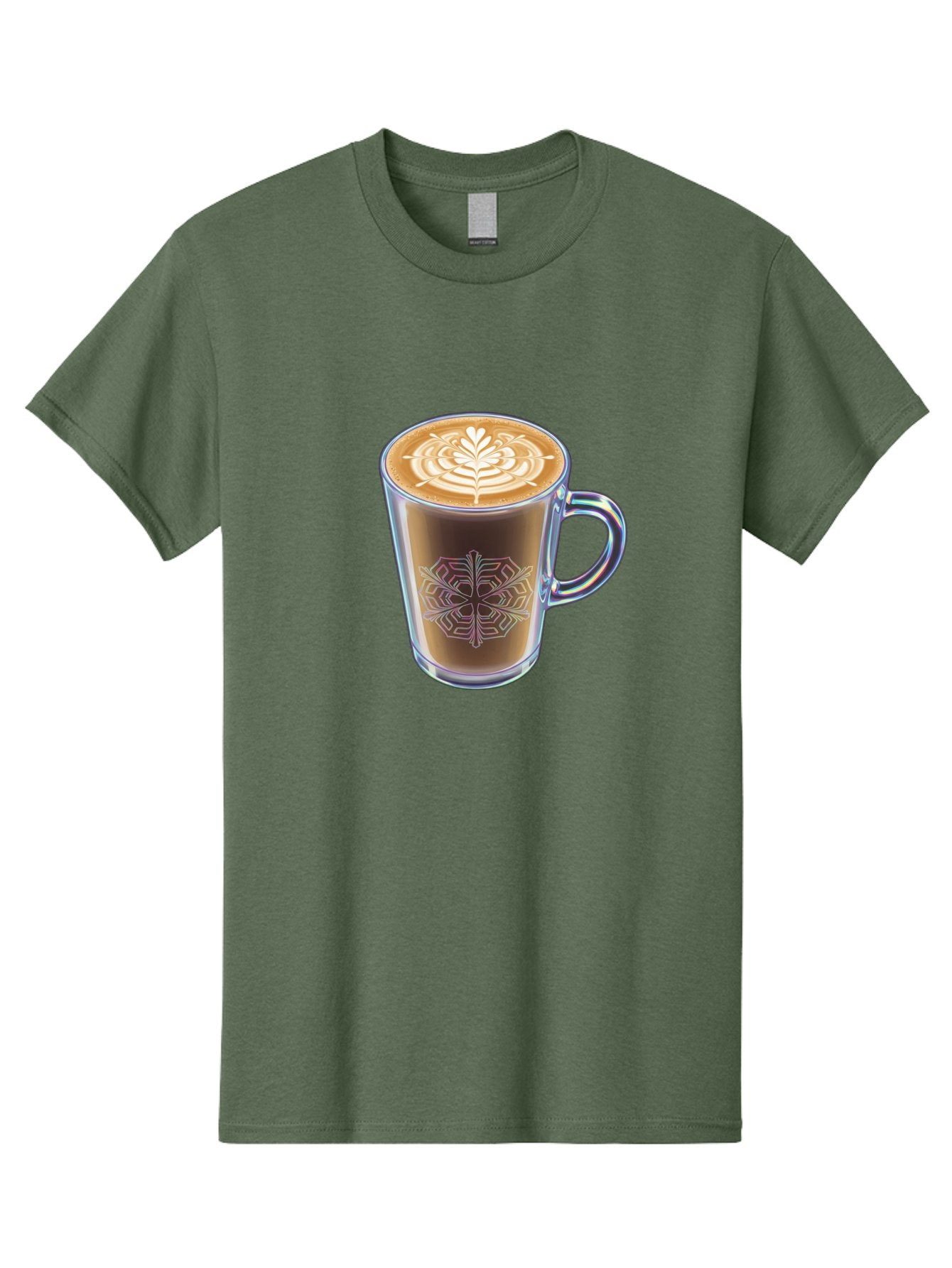 Latte-Art-Coffee Men'S Graphic Tee, 100% Cotton, Comfortable Casual Summer Wear, Machine Washable, Latte Art, Coffee Design, Coffee Cup, Leaf Pattern, Frothy Coffee, Coffee Drink, Gourmet Coffee, Artistic Coffee Baa913 6