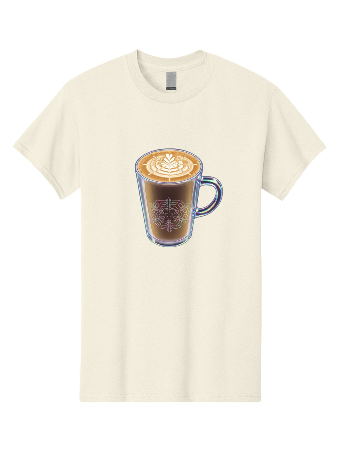Latte-Art-Coffee Men'S Graphic Tee, 100% Cotton, Comfortable Casual Summer Wear, Machine Washable, Latte Art, Coffee Design, Coffee Cup, Leaf Pattern, Frothy Coffee, Coffee Drink, Gourmet Coffee, Artistic Coffee Baa913 7