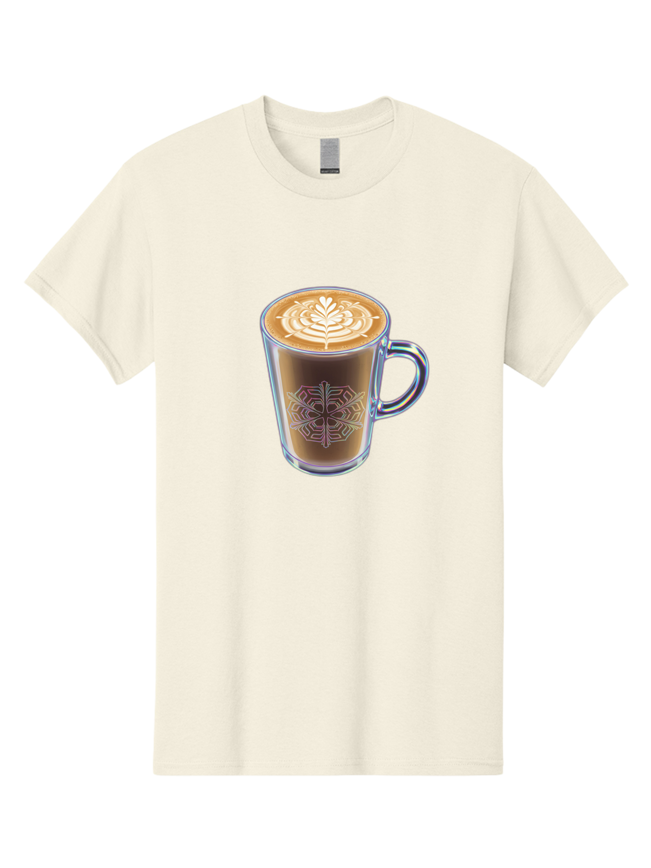 Latte-Art-Coffee Men'S Graphic Tee, 100% Cotton, Comfortable Casual Summer Wear, Machine Washable, Latte Art, Coffee Design, Coffee Cup, Leaf Pattern, Frothy Coffee, Coffee Drink, Gourmet Coffee, Artistic Coffee Baa913 25