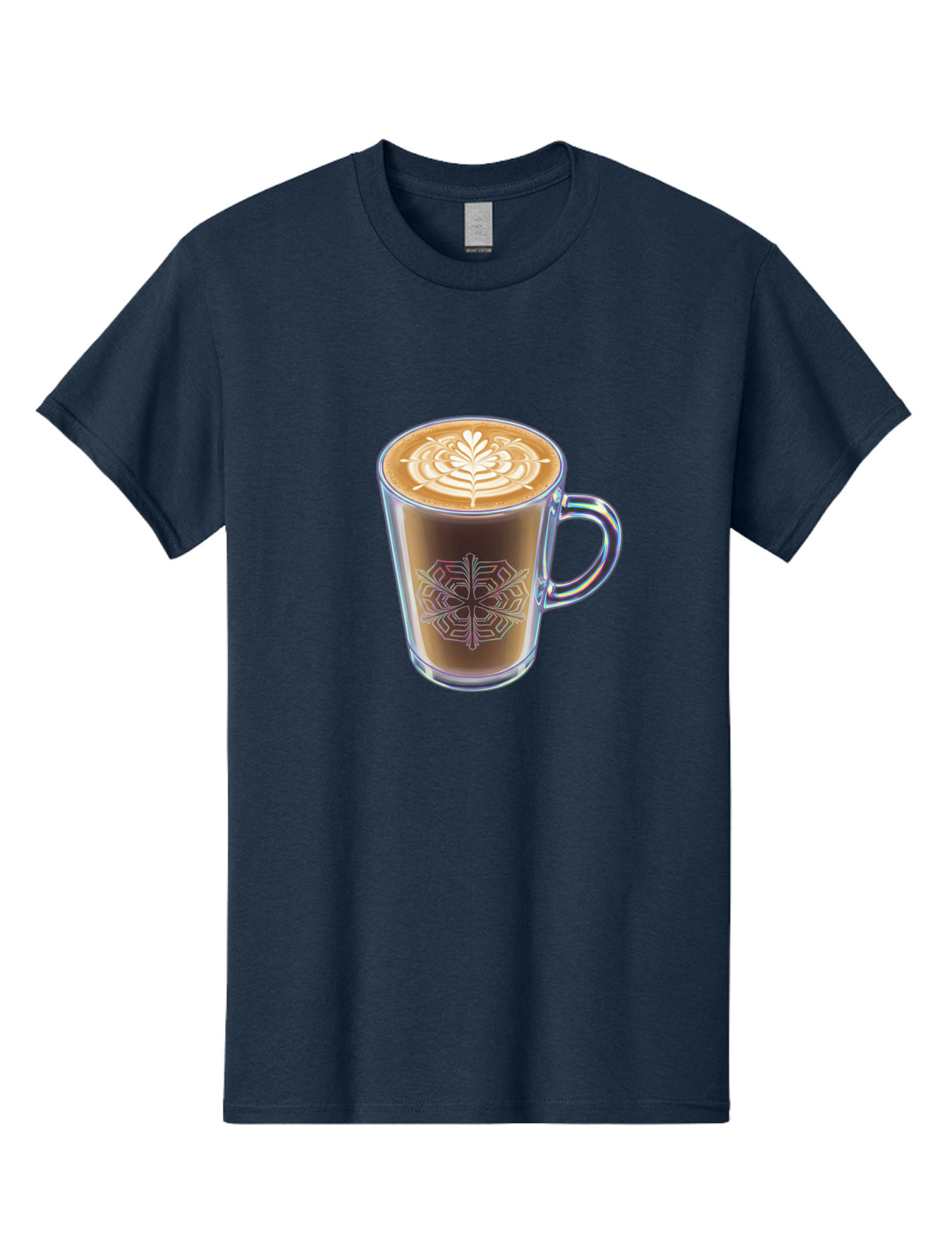 Latte-Art-Coffee Men'S Graphic Tee, 100% Cotton, Comfortable Casual Summer Wear, Machine Washable, Latte Art, Coffee Design, Coffee Cup, Leaf Pattern, Frothy Coffee, Coffee Drink, Gourmet Coffee, Artistic Coffee Baa913
