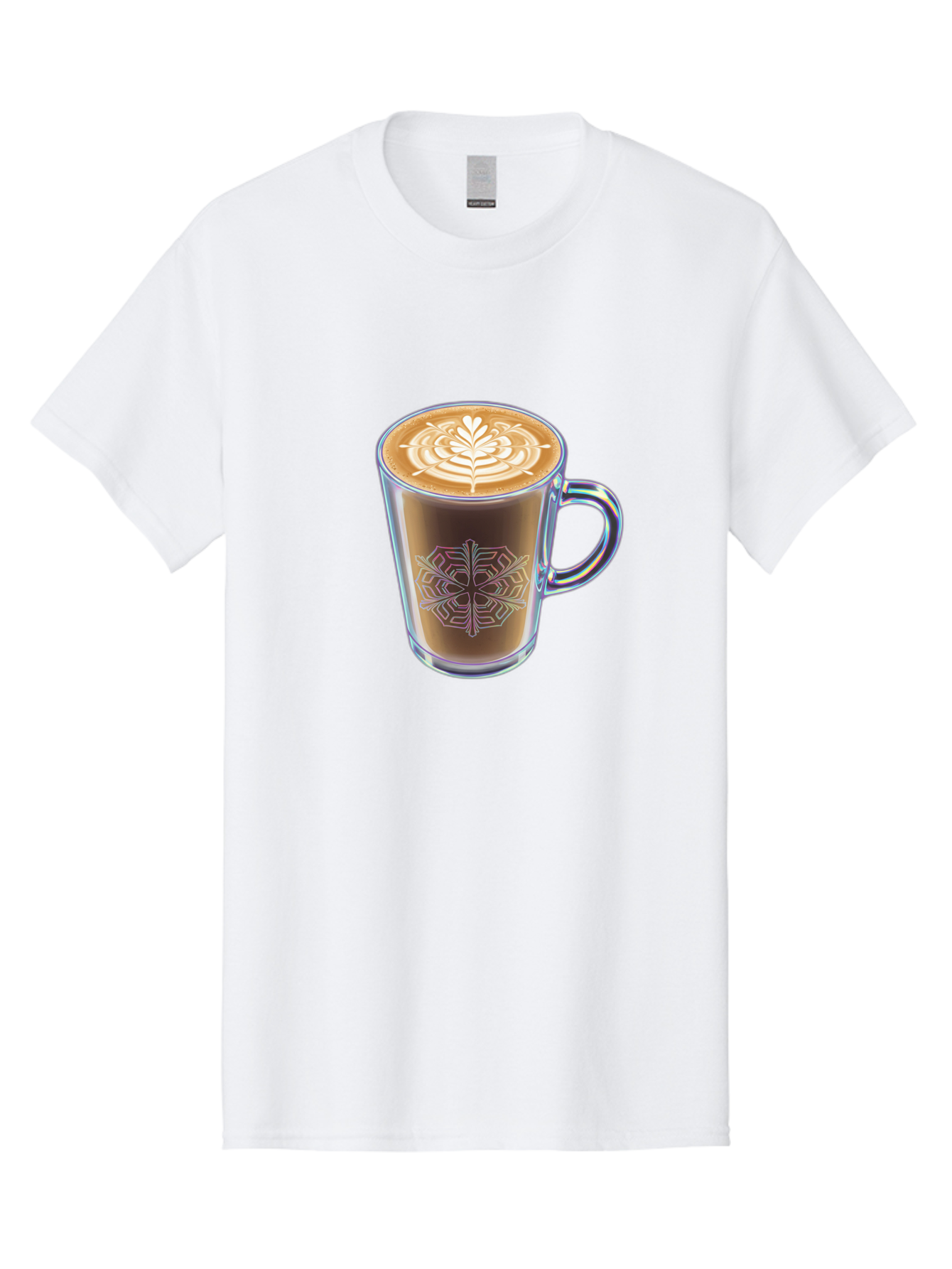 Latte-Art-Coffee Men'S Graphic Tee, 100% Cotton, Comfortable Casual Summer Wear, Machine Washable, Latte Art, Coffee Design, Coffee Cup, Leaf Pattern, Frothy Coffee, Coffee Drink, Gourmet Coffee, Artistic Coffee Baa913 5