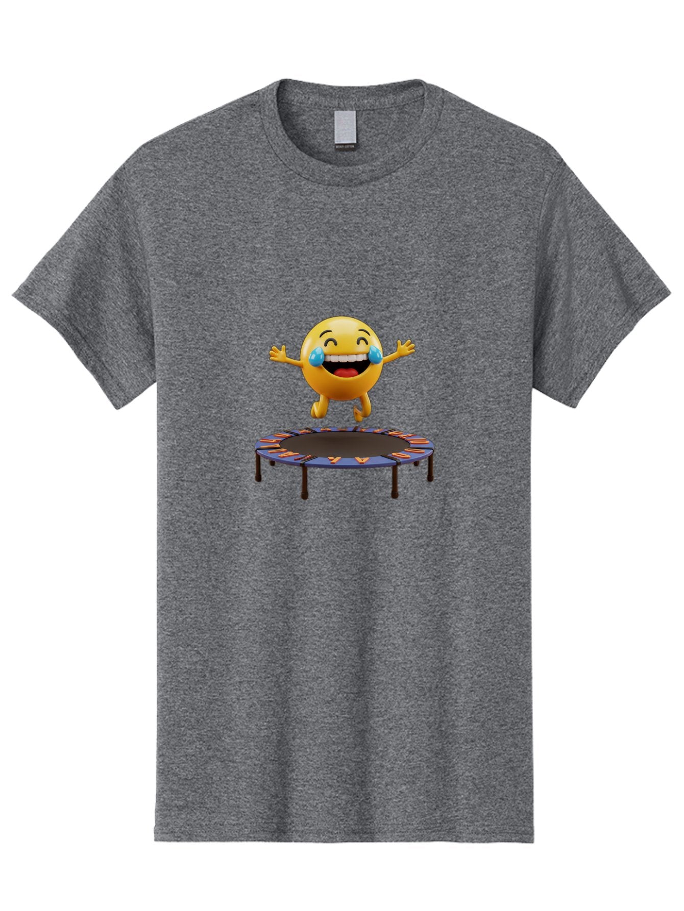 Laughing-Emoji-1 Men'S Graphic Tee, 100% Cotton, Comfortable Casual Summer Wear, Machine Washable, Happy Emoji On Trampoline, Laughing Face, Joyful Expression, Playful Atmosphere, Happy Bouncing, Funny Character, Smiley Face Baa914 6