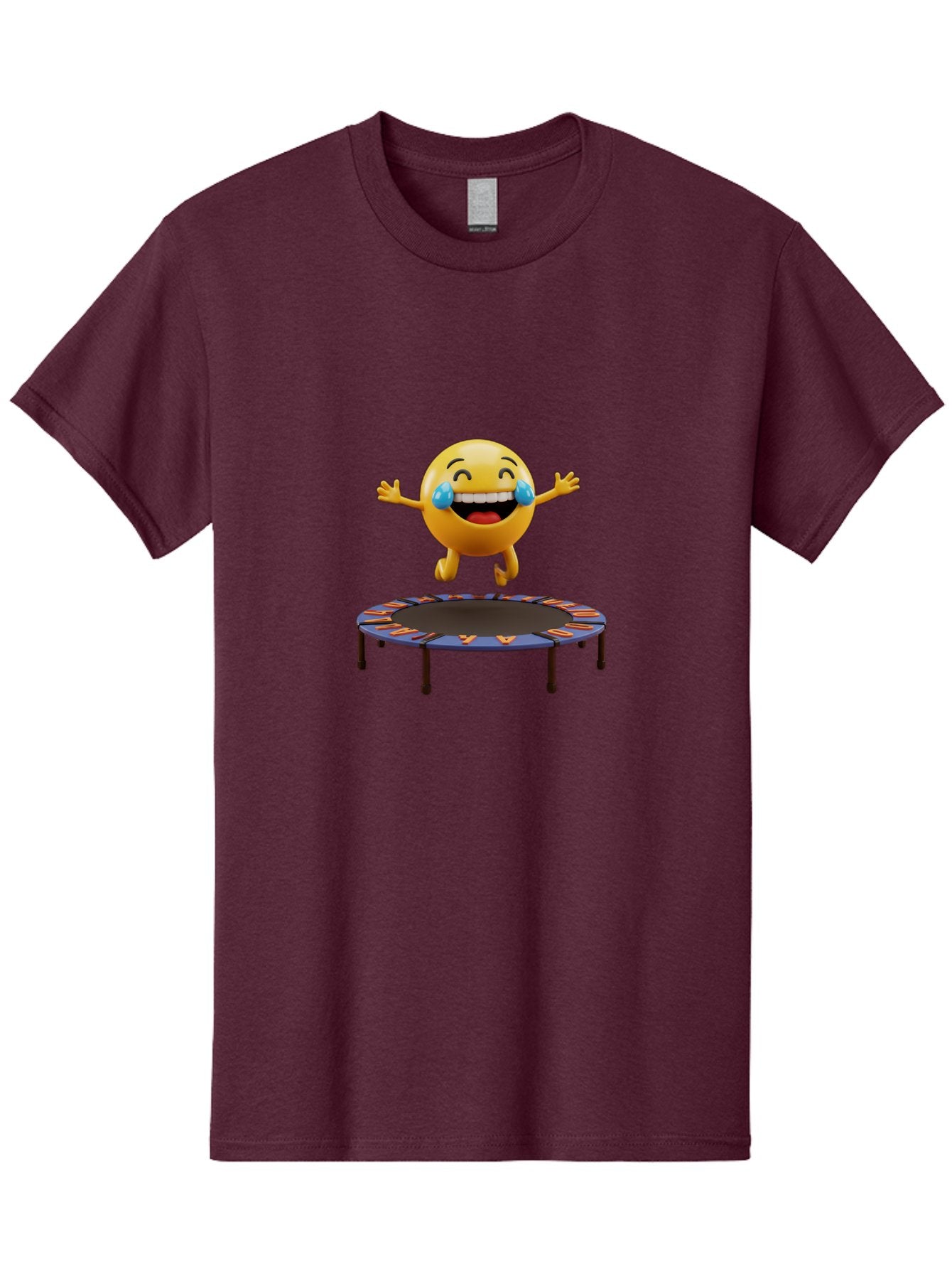 Laughing-Emoji-1 Men'S Graphic Tee, 100% Cotton, Comfortable Casual Summer Wear, Machine Washable, Happy Emoji On Trampoline, Laughing Face, Joyful Expression, Playful Atmosphere, Happy Bouncing, Funny Character, Smiley Face Baa914