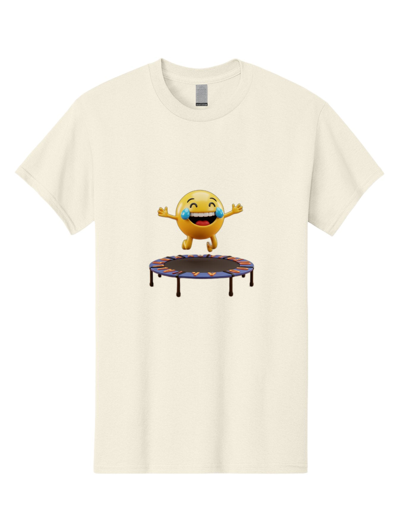 Laughing-Emoji-1 Men'S Graphic Tee, 100% Cotton, Comfortable Casual Summer Wear, Machine Washable, Happy Emoji On Trampoline, Laughing Face, Joyful Expression, Playful Atmosphere, Happy Bouncing, Funny Character, Smiley Face Baa914 10