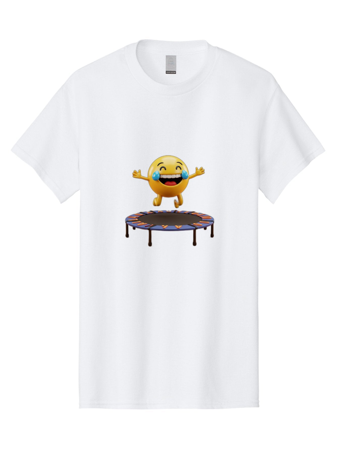 Laughing-Emoji-1 Men'S Graphic Tee, 100% Cotton, Comfortable Casual Summer Wear, Machine Washable, Happy Emoji On Trampoline, Laughing Face, Joyful Expression, Playful Atmosphere, Happy Bouncing, Funny Character, Smiley Face Baa914 11