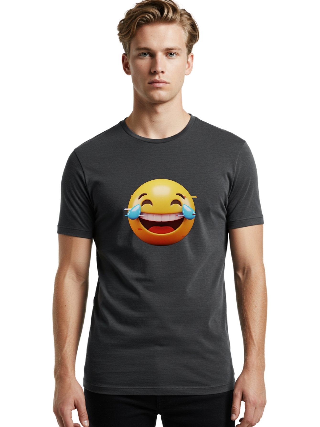 Laughing-Emoji Men'S Graphic Tee, 100% Cotton, Comfortable Casual Summer Wear, Machine Washable, Laughing Face, Happy Emoji, Joyful Expression, Smiling Face, Tears Of Joy, Funny Moment Baa915 17