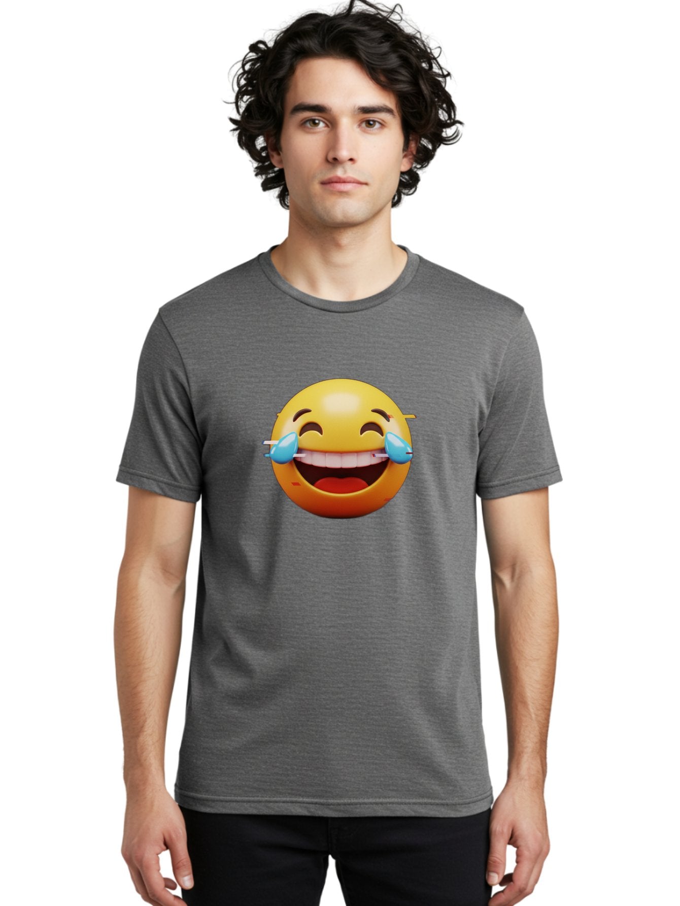 Laughing-Emoji Men'S Graphic Tee, 100% Cotton, Comfortable Casual Summer Wear, Machine Washable, Laughing Face, Happy Emoji, Joyful Expression, Smiling Face, Tears Of Joy, Funny Moment Baa915 25