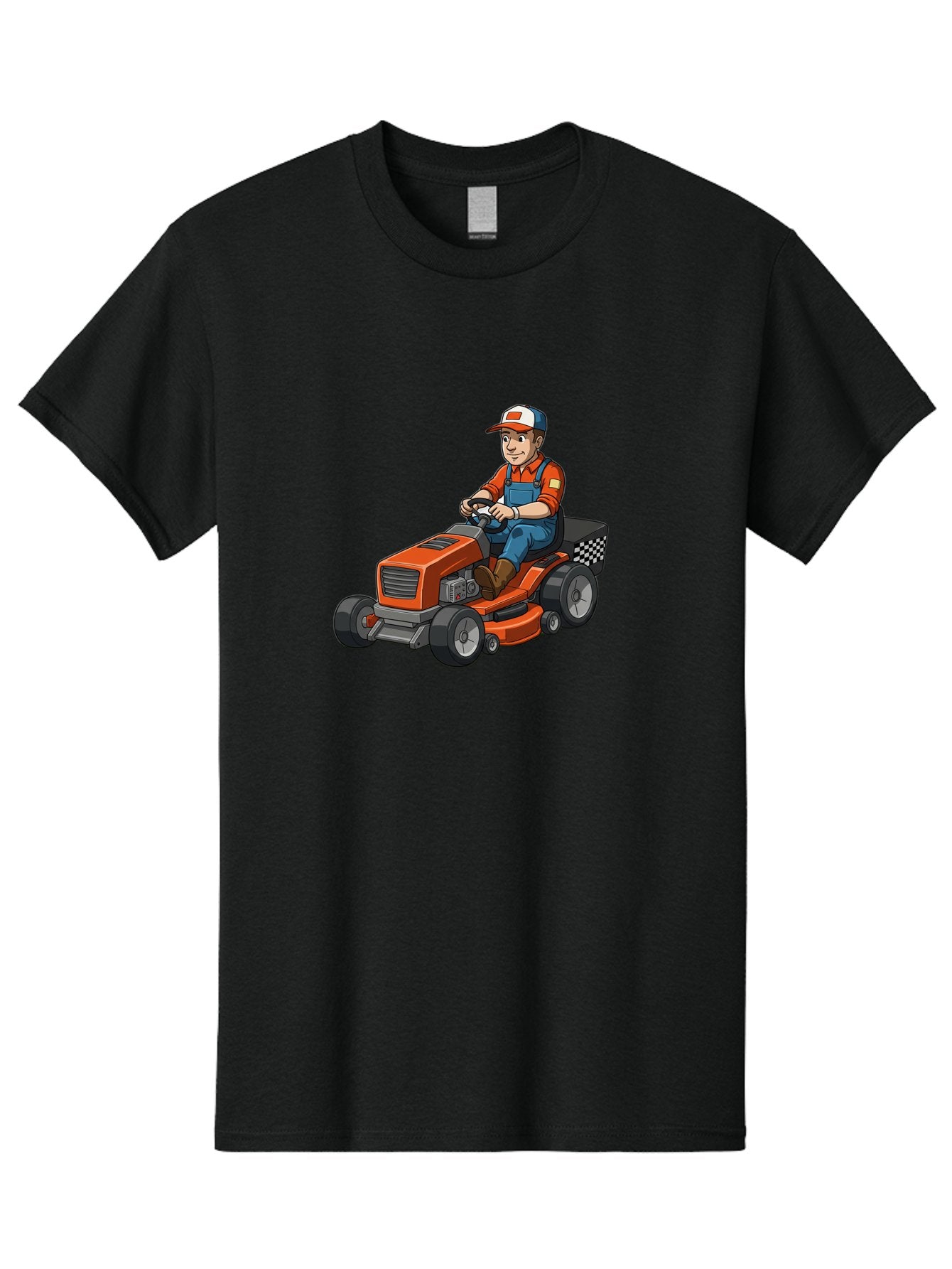 Lawn-Mower-Operator Men'S Graphic Tee, 100% Cotton, Comfortable Casual Summer Wear, Machine Washable, Lawn Mower, Gardening, Landscaping, Outdoor Work, Gardening Tools, Lawn Care, Mower, Orange Lawn Mower, Checkered Bag Baa916 10
