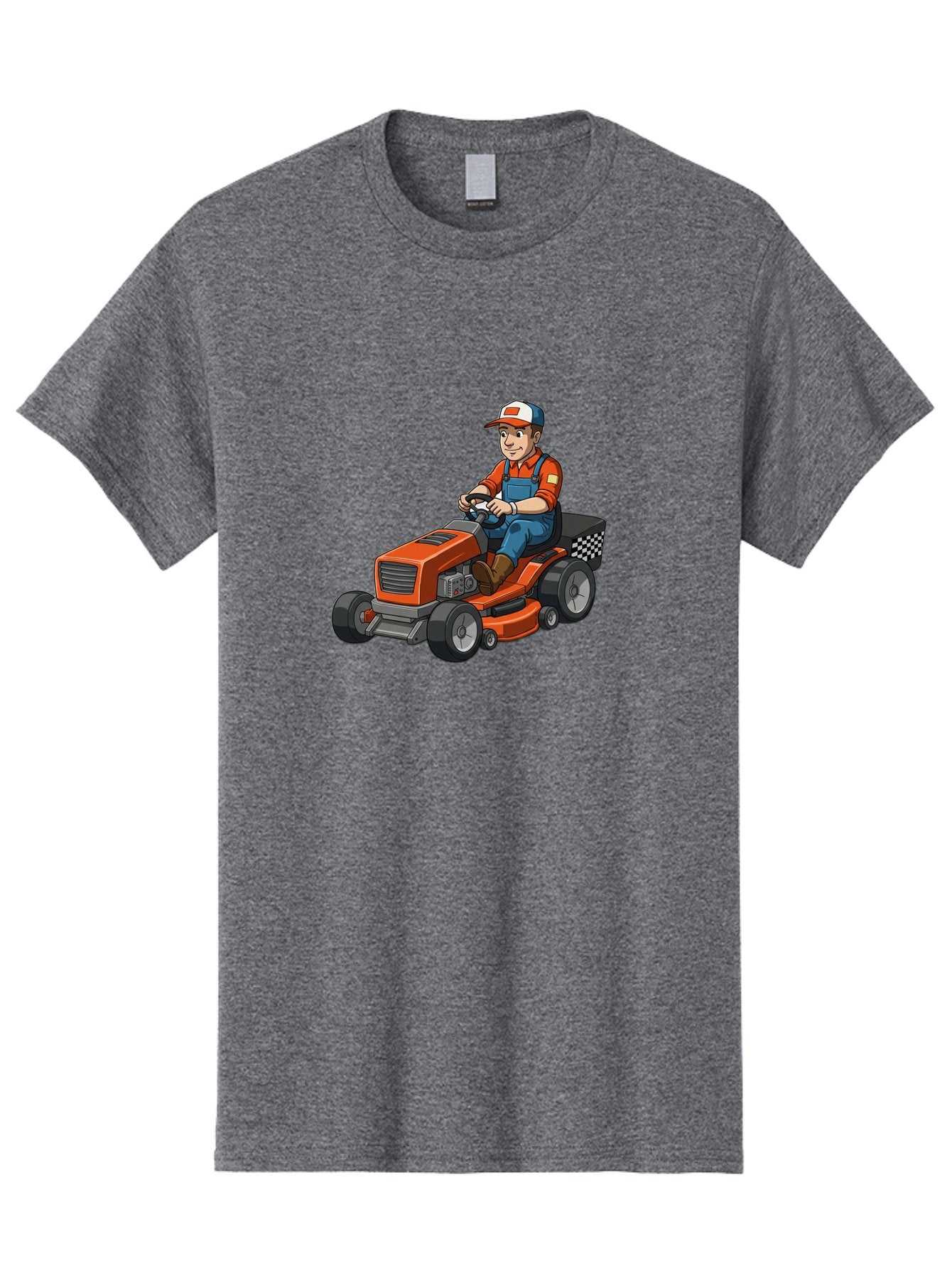 Lawn-Mower-Operator Men'S Graphic Tee, 100% Cotton, Comfortable Casual Summer Wear, Machine Washable, Lawn Mower, Gardening, Landscaping, Outdoor Work, Gardening Tools, Lawn Care, Mower, Orange Lawn Mower, Checkered Bag Baa916 12
