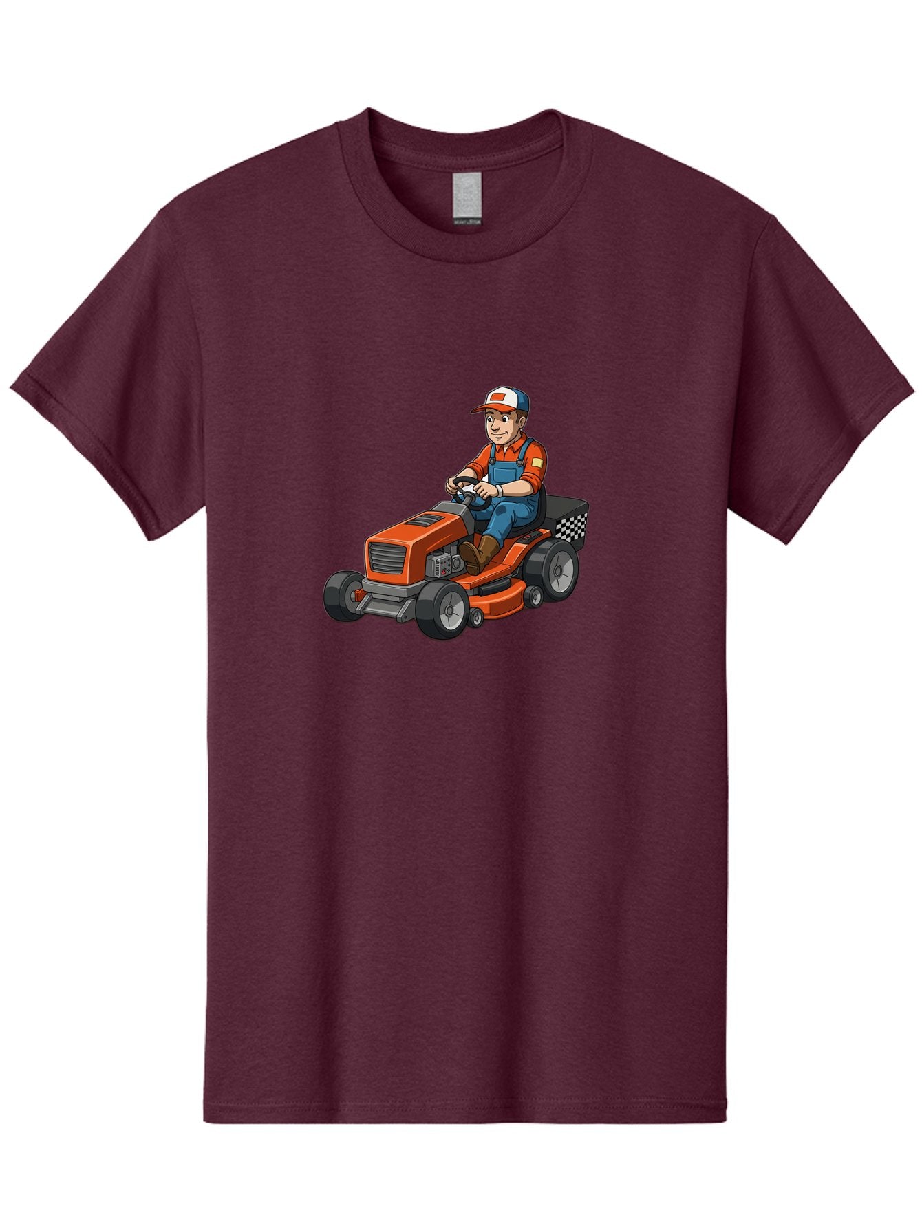 Lawn-Mower-Operator Men'S Graphic Tee, 100% Cotton, Comfortable Casual Summer Wear, Machine Washable, Lawn Mower, Gardening, Landscaping, Outdoor Work, Gardening Tools, Lawn Care, Mower, Orange Lawn Mower, Checkered Bag Baa916 11