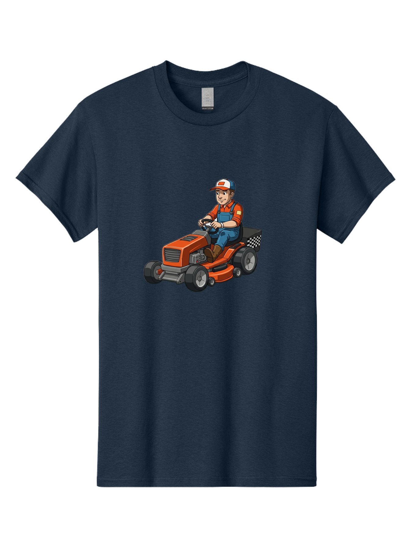 Lawn-Mower-Operator Men'S Graphic Tee, 100% Cotton, Comfortable Casual Summer Wear, Machine Washable, Lawn Mower, Gardening, Landscaping, Outdoor Work, Gardening Tools, Lawn Care, Mower, Orange Lawn Mower, Checkered Bag Baa916 6