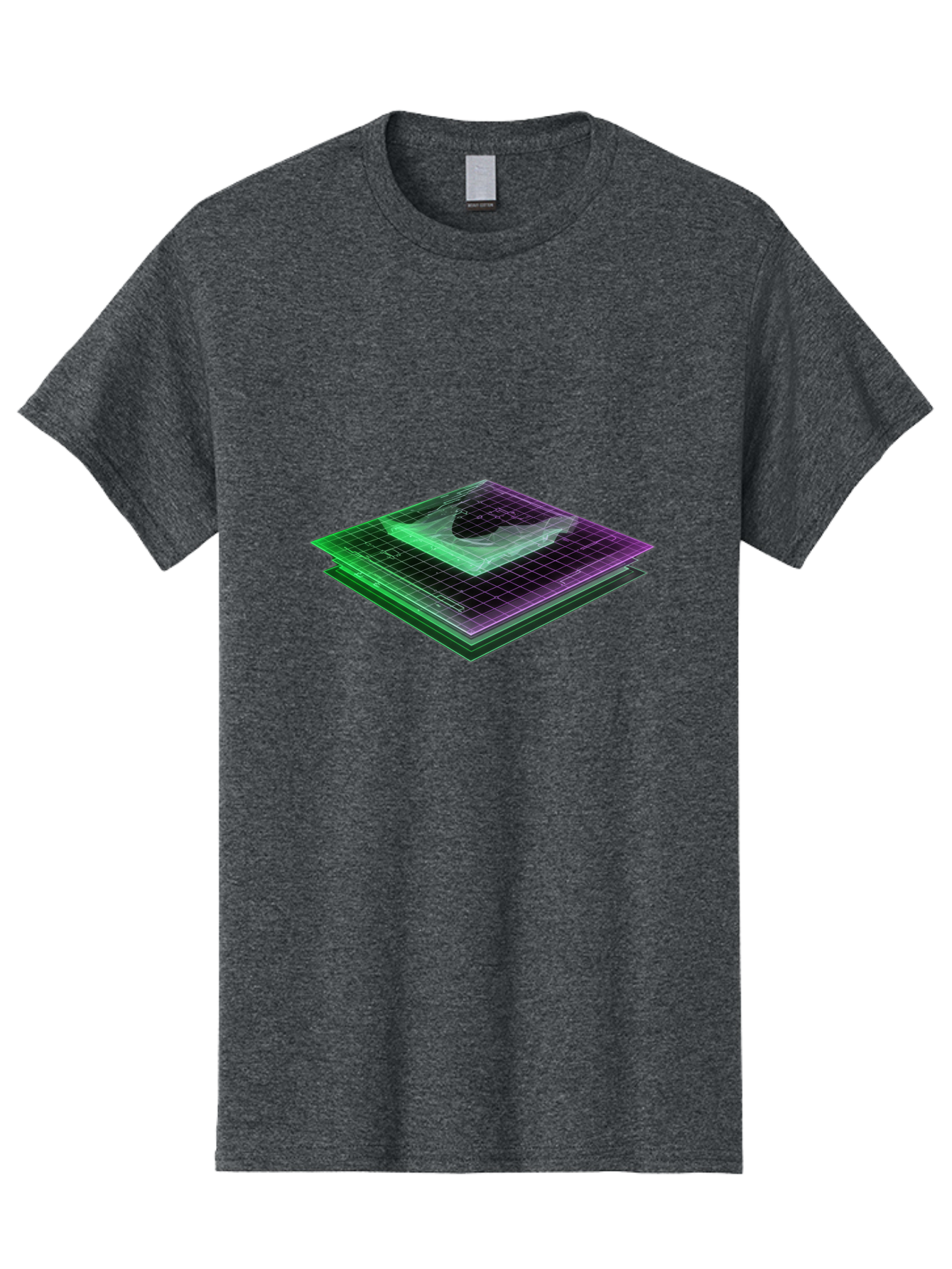 Layered-Grid Men'S Graphic Tee, 100% Cotton, Comfortable Casual Summer Wear, Machine Washable, 3D Grid, Layered Squares, Purple And Green Accents, Grid Pattern, Digital Art, Futuristic Design, Abstract Shapes, Modern Graphic, Layered Effect Baa917 29