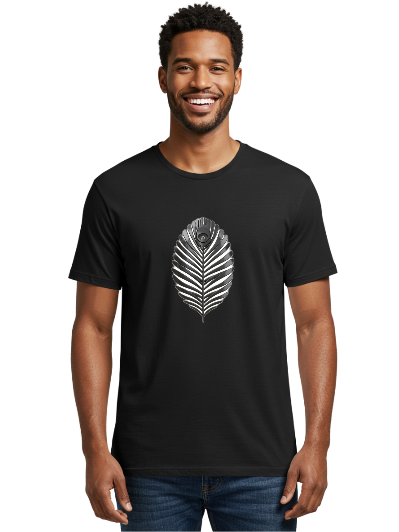 Leaf-Logo Men'S Graphic Tee, 100% Cotton, Comfortable Casual Summer Wear, Machine Washable, Leaf With Wings, Mythical Creature, Fantasy Art, Abstract Design, Nature-Inspired, Surrealism, Organic Shapes, Symbolic Representation Baa918 4