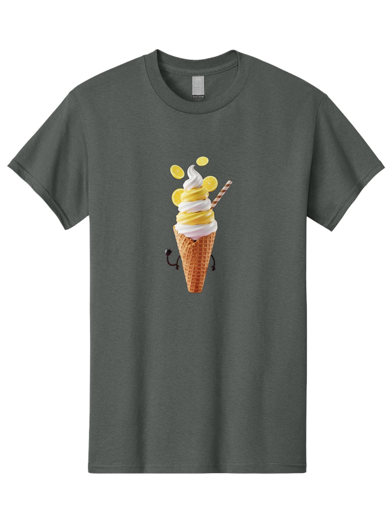 Lemon-Ice-Cream-Cone Men'S Graphic Tee, 100% Cotton, Comfortable Casual Summer Wear, Machine Washable, Lemon Ice Cream, Soft Serve Ice Cream, Waffle Cone, Citrus Flavor, Sweet Treat, Frozen Dessert, Summer Snack, Refreshing Dessert, Fun Food, Baa919 6