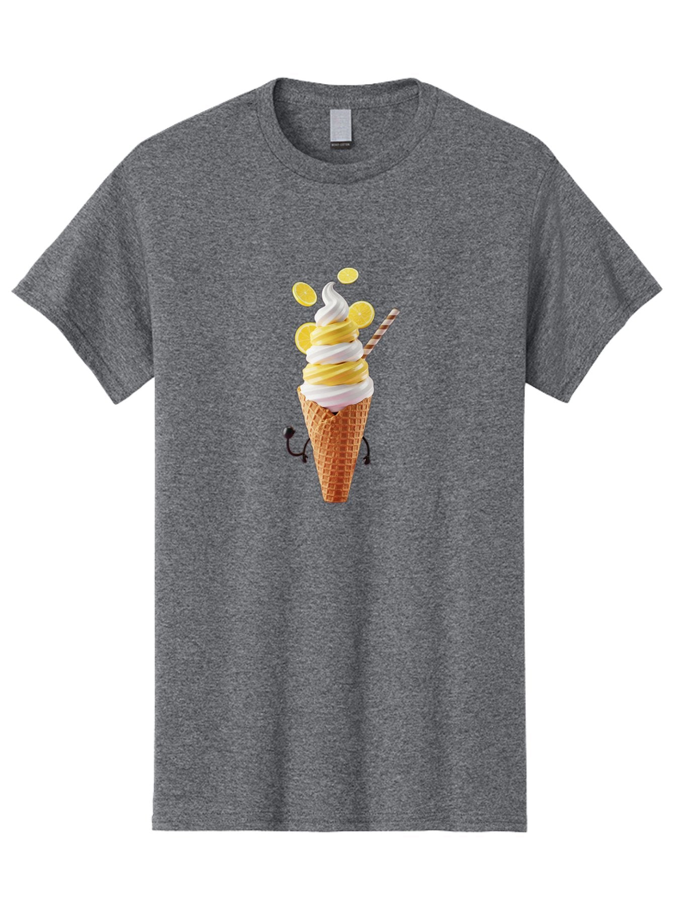 Lemon-Ice-Cream-Cone Men'S Graphic Tee, 100% Cotton, Comfortable Casual Summer Wear, Machine Washable, Lemon Ice Cream, Soft Serve Ice Cream, Waffle Cone, Citrus Flavor, Sweet Treat, Frozen Dessert, Summer Snack, Refreshing Dessert, Fun Food, Baa919 13