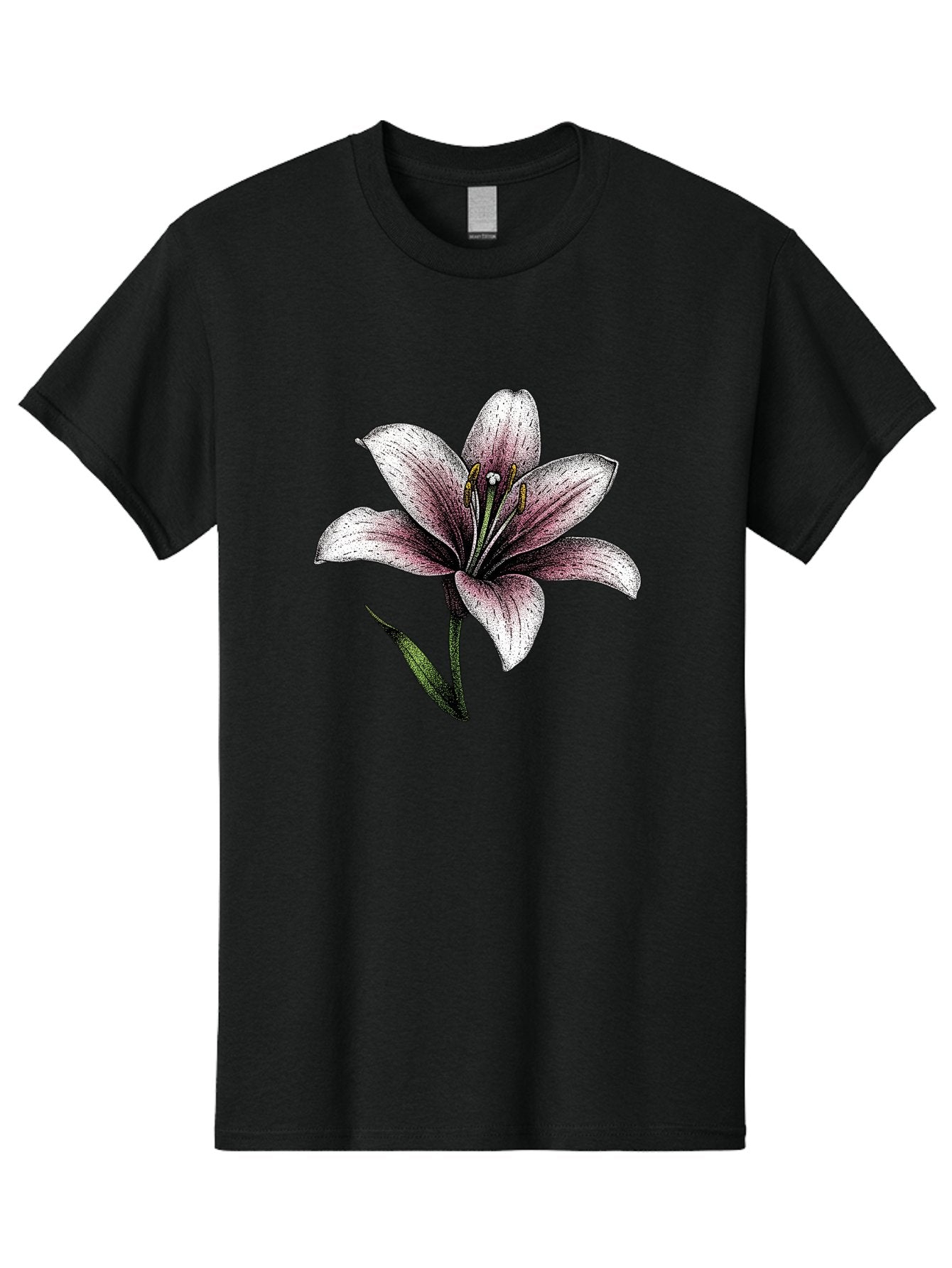 Lily-1 Men'S Graphic Tee, 100% Cotton, Comfortable Casual Summer Wear, Machine Washable, Lily Flower, Elegant Bloom, White And Purple Petals, Botanical Illustration, Delicate Stamens, Floral Beauty, Vintage Art, Flower Drawing Baa921