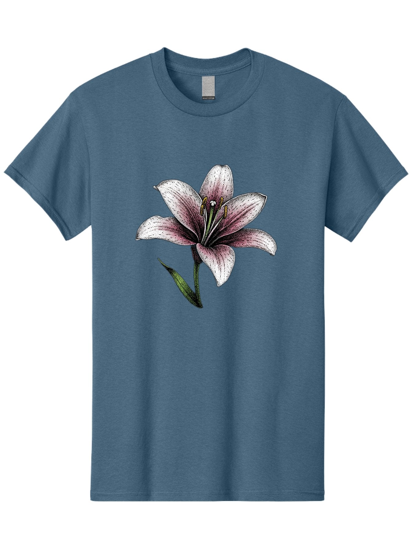 Lily-1 Men'S Graphic Tee, 100% Cotton, Comfortable Casual Summer Wear, Machine Washable, Lily Flower, Elegant Bloom, White And Purple Petals, Botanical Illustration, Delicate Stamens, Floral Beauty, Vintage Art, Flower Drawing Baa921 10