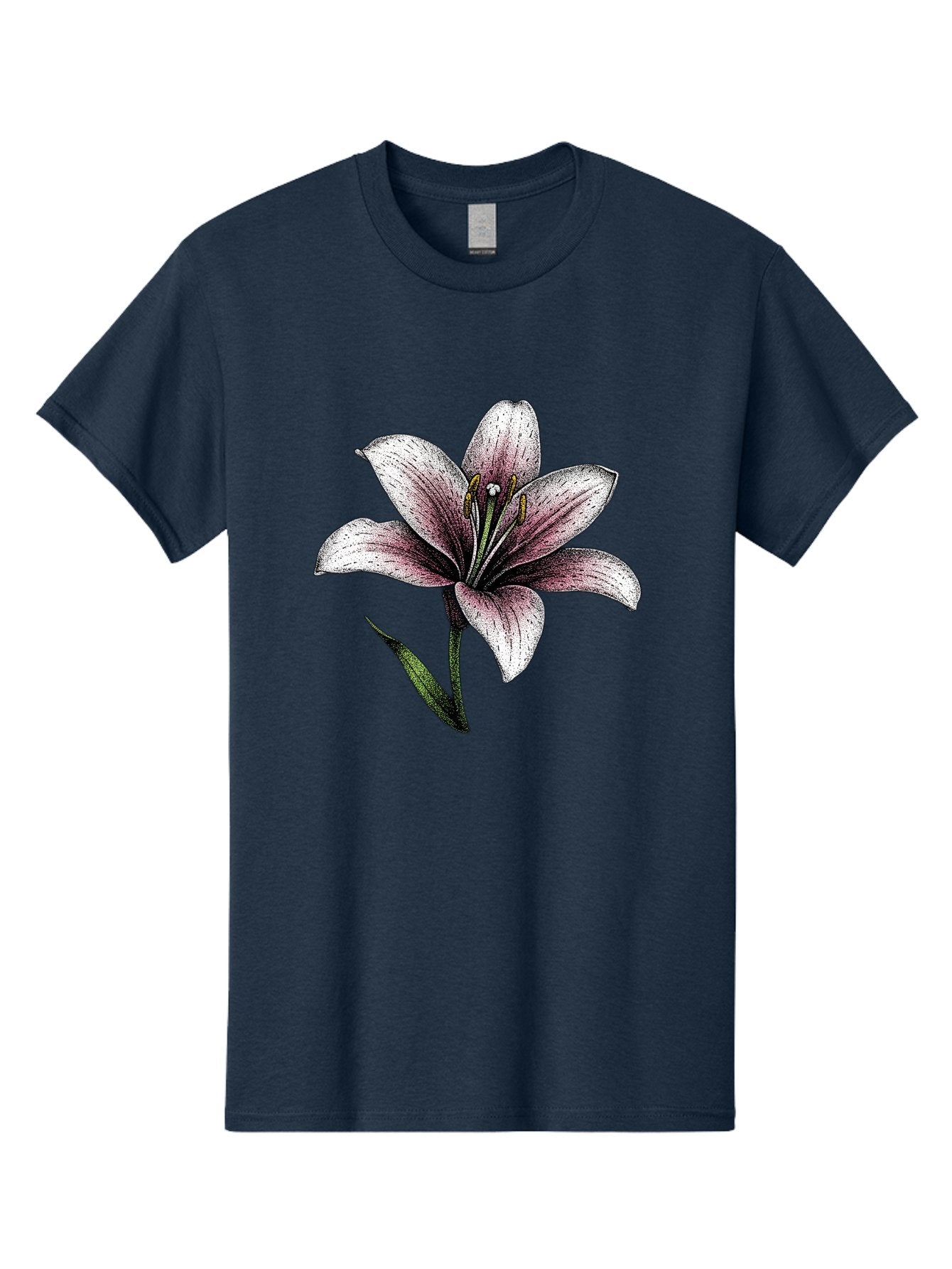Lily-1 Men'S Graphic Tee, 100% Cotton, Comfortable Casual Summer Wear, Machine Washable, Lily Flower, Elegant Bloom, White And Purple Petals, Botanical Illustration, Delicate Stamens, Floral Beauty, Vintage Art, Flower Drawing Baa921 9