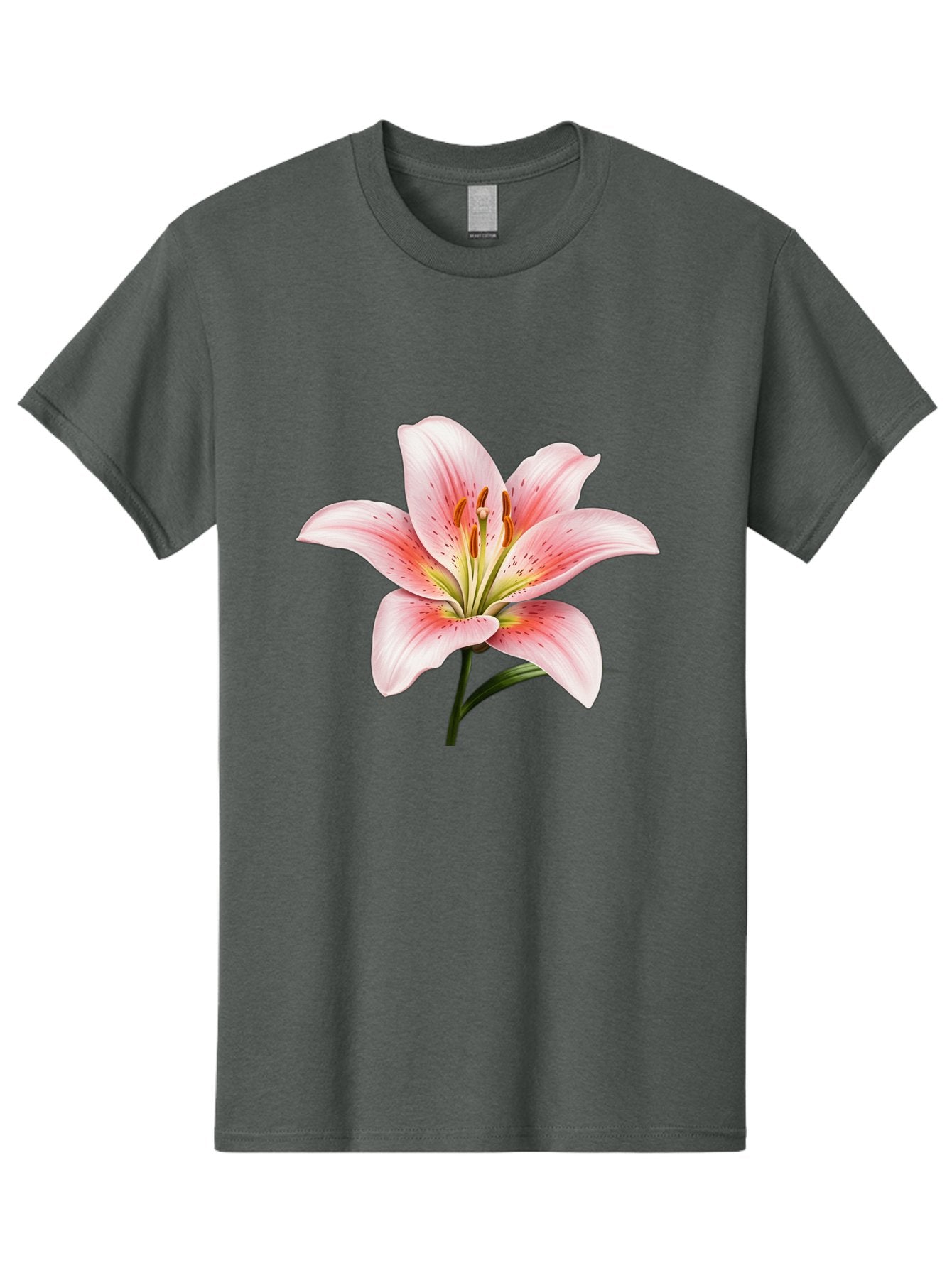Lily Men'S Graphic Tee, 100% Cotton, Comfortable Casual Summer Wear, Machine Washable, Pink Lily, Floral Beauty, Delicate Petals, Yellow Stamens, Botanical Art, Flower Illustration, Soft Pink Hues, Elegant Bloom Baa922 15
