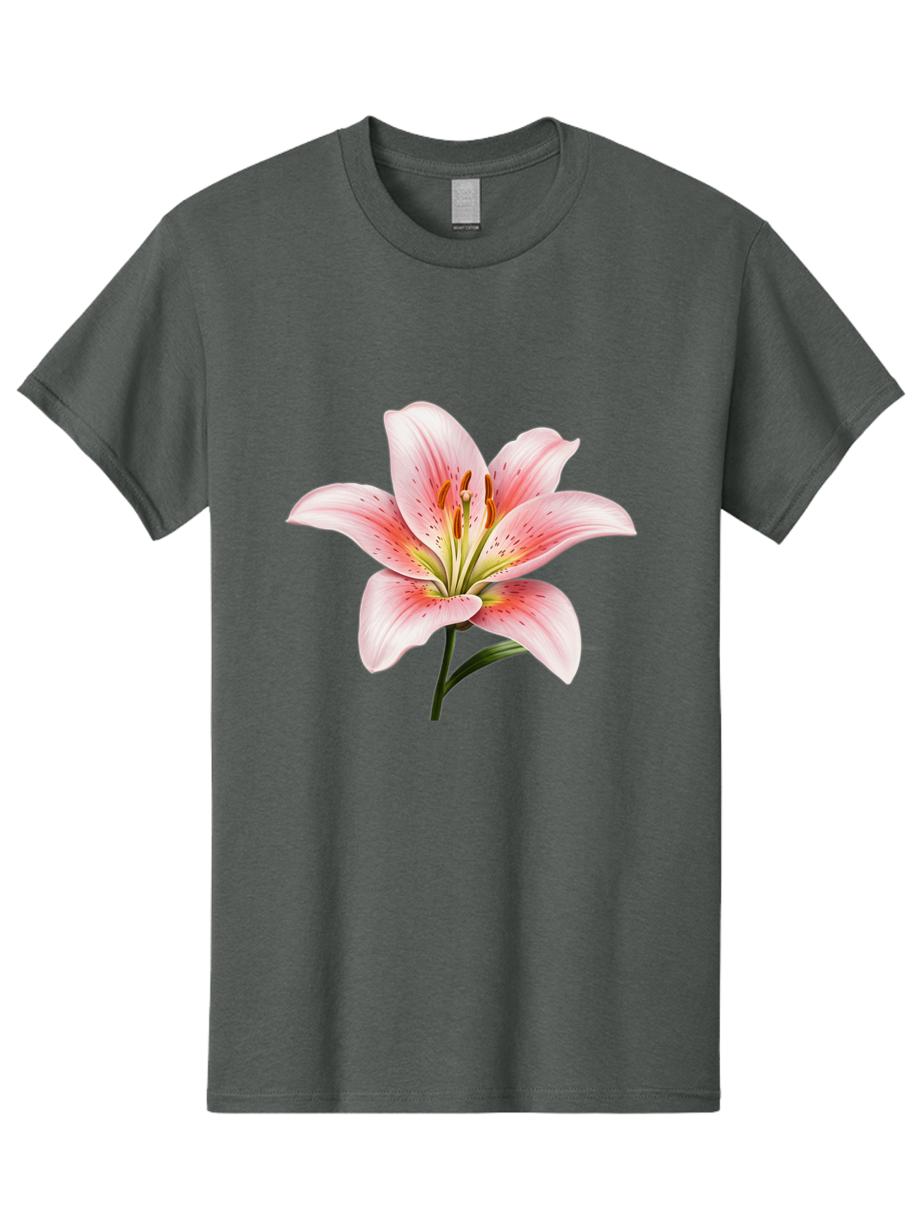 Lily Men'S Graphic Tee, 100% Cotton, Comfortable Casual Summer Wear, Machine Washable, Pink Lily, Floral Beauty, Delicate Petals, Yellow Stamens, Botanical Art, Flower Illustration, Soft Pink Hues, Elegant Bloom Baa922