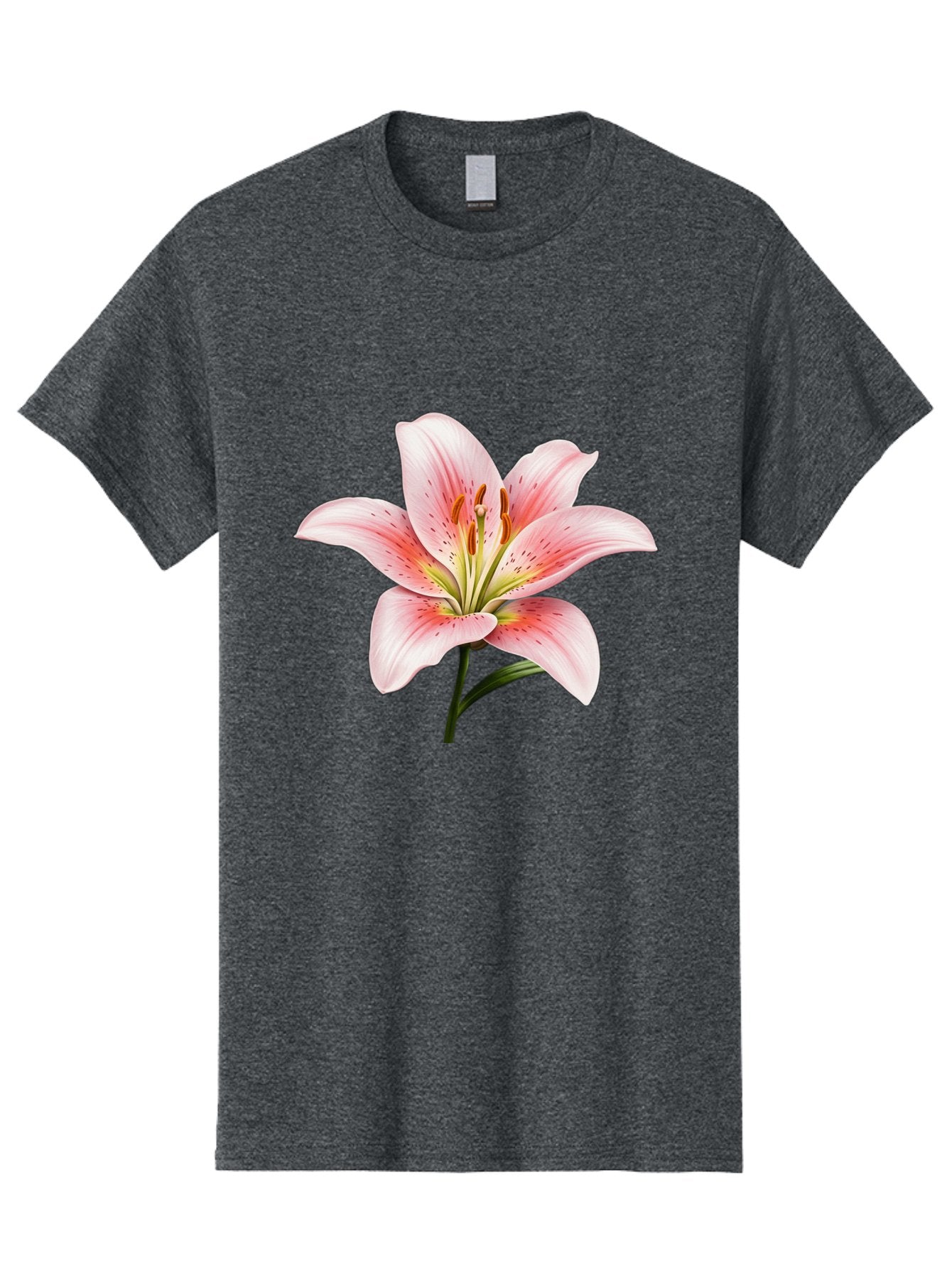 Lily Men'S Graphic Tee, 100% Cotton, Comfortable Casual Summer Wear, Machine Washable, Pink Lily, Floral Beauty, Delicate Petals, Yellow Stamens, Botanical Art, Flower Illustration, Soft Pink Hues, Elegant Bloom Baa922