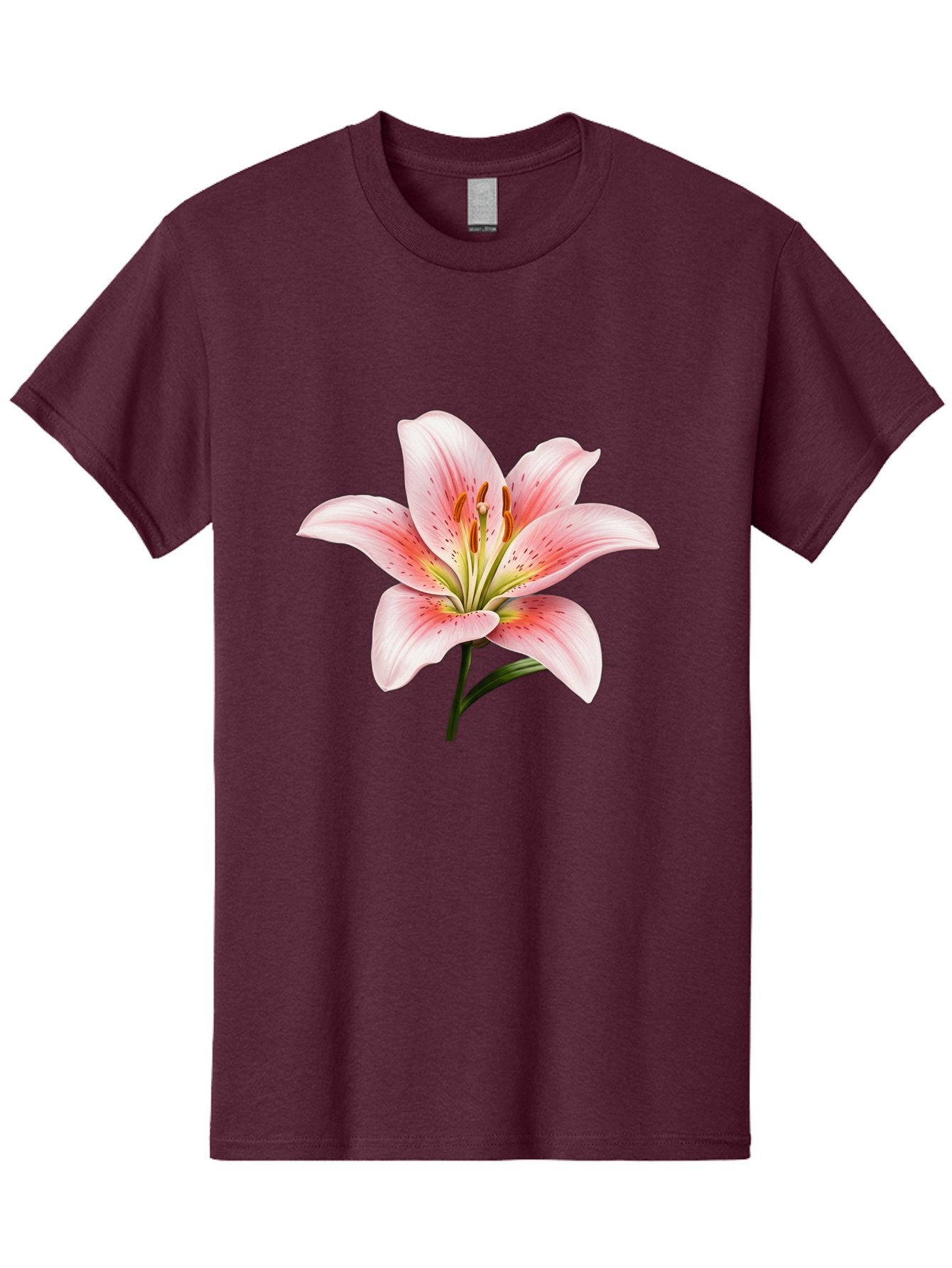 Lily Men'S Graphic Tee, 100% Cotton, Comfortable Casual Summer Wear, Machine Washable, Pink Lily, Floral Beauty, Delicate Petals, Yellow Stamens, Botanical Art, Flower Illustration, Soft Pink Hues, Elegant Bloom Baa922 7