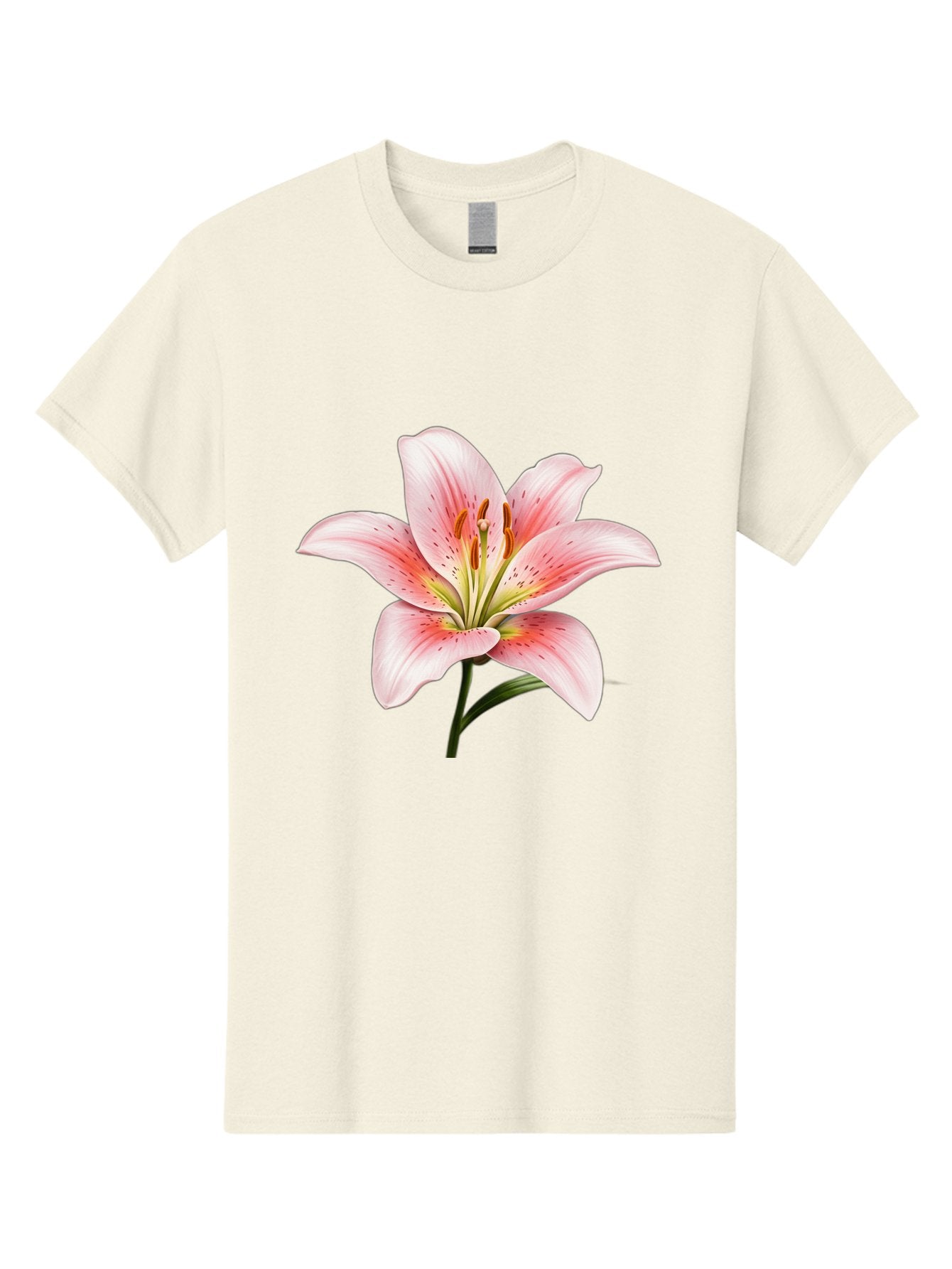 Lily Men'S Graphic Tee, 100% Cotton, Comfortable Casual Summer Wear, Machine Washable, Pink Lily, Floral Beauty, Delicate Petals, Yellow Stamens, Botanical Art, Flower Illustration, Soft Pink Hues, Elegant Bloom Baa922 14