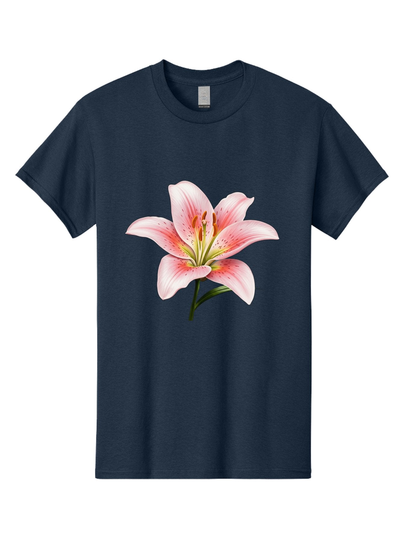 Lily Men'S Graphic Tee, 100% Cotton, Comfortable Casual Summer Wear, Machine Washable, Pink Lily, Floral Beauty, Delicate Petals, Yellow Stamens, Botanical Art, Flower Illustration, Soft Pink Hues, Elegant Bloom Baa922 3