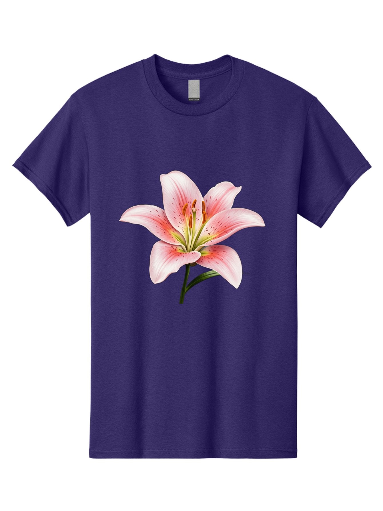 Lily Men'S Graphic Tee, 100% Cotton, Comfortable Casual Summer Wear, Machine Washable, Pink Lily, Floral Beauty, Delicate Petals, Yellow Stamens, Botanical Art, Flower Illustration, Soft Pink Hues, Elegant Bloom Baa922 11