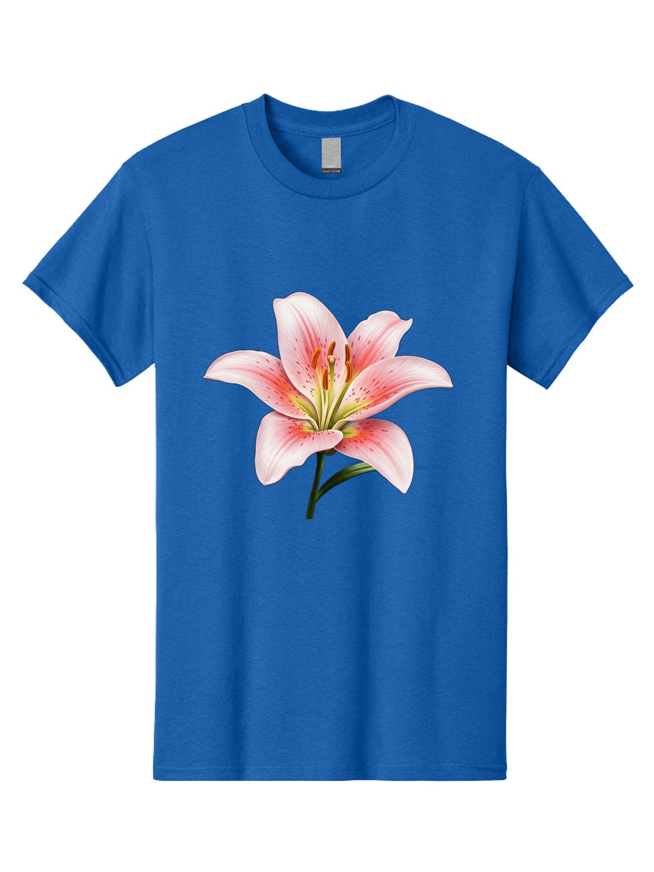 Lily Men'S Graphic Tee, 100% Cotton, Comfortable Casual Summer Wear, Machine Washable, Pink Lily, Floral Beauty, Delicate Petals, Yellow Stamens, Botanical Art, Flower Illustration, Soft Pink Hues, Elegant Bloom Baa922 12