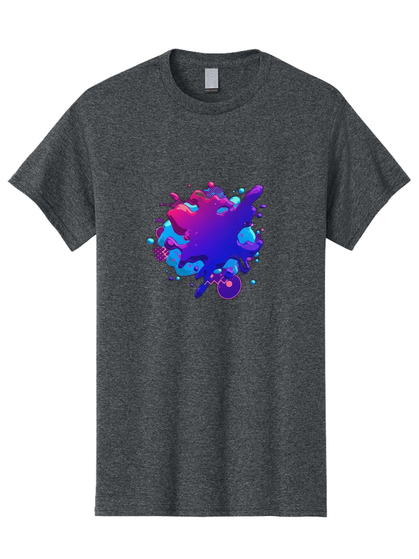 Liquid-Splash Men'S Graphic Tee, 100% Cotton, Comfortable Casual Summer Wear, Machine Washable, Purple Paint Splash, Vibrant Colors, Abstract Design, Fluid Art, Dynamic Shapes, Creative Expression, Colorful Splatter, Artistic Splash Baa923 4